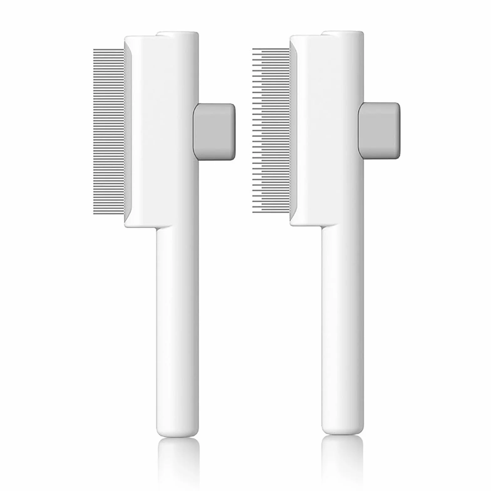 Brosse Chat Auto-Nettoyante Peigne Double Dents Larges et Fines Blanc Set 2 Pièces pour Élimination Poils Chats et Chiens