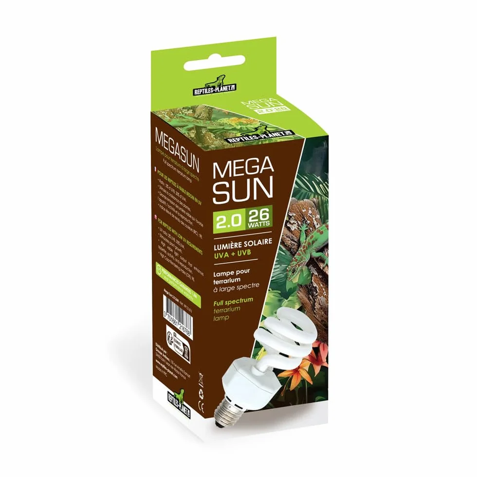 Reptiles Planet MegaSun UVB 2.0 26 W Ampoule UVA UVB