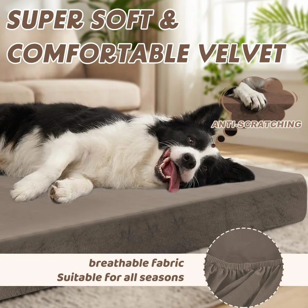 DUJUIKE Housse de Remplacement pour Chien imperméable en Velours Lavable (Café, M)