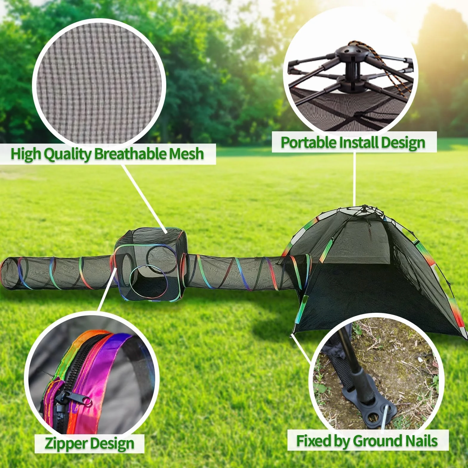 Homegroove Enclos d'extérieur 4 en 1 pour chat - Portable - Tente et tunnel