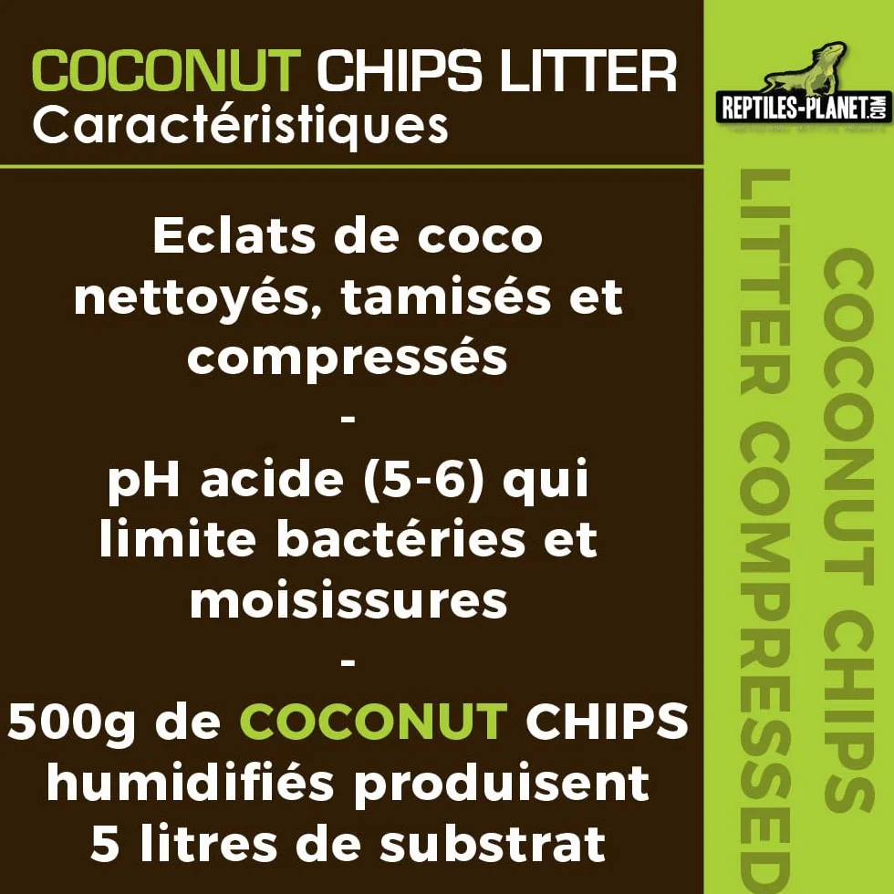Reptiles Planet Coconut Chips Litter Substrat de Coco pour Terrarium 4,5 kg