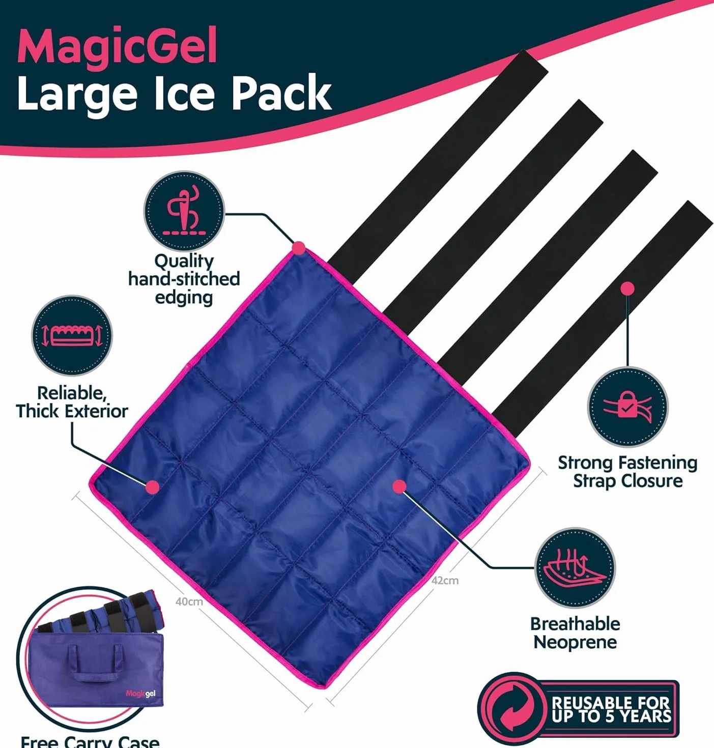 Magic Gel Pack de Gel de Glace pour Chevaux - Enveloppe Botte Guêtre de Thérapie par le Froid pour Jambe de Cheval - Poche de Glace Géante (Twin Ice Boot)