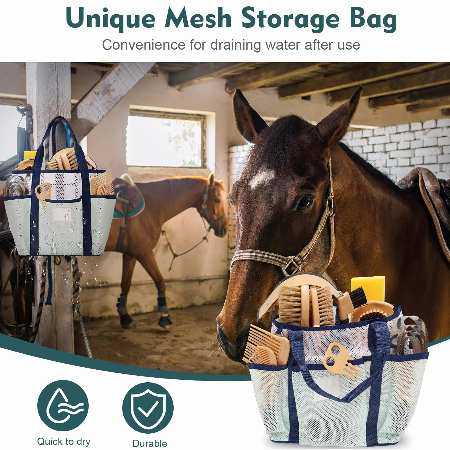 Kit de Toilettage pour Cheval, 13 Brosses avec Sac de Rangement Série Equine Care