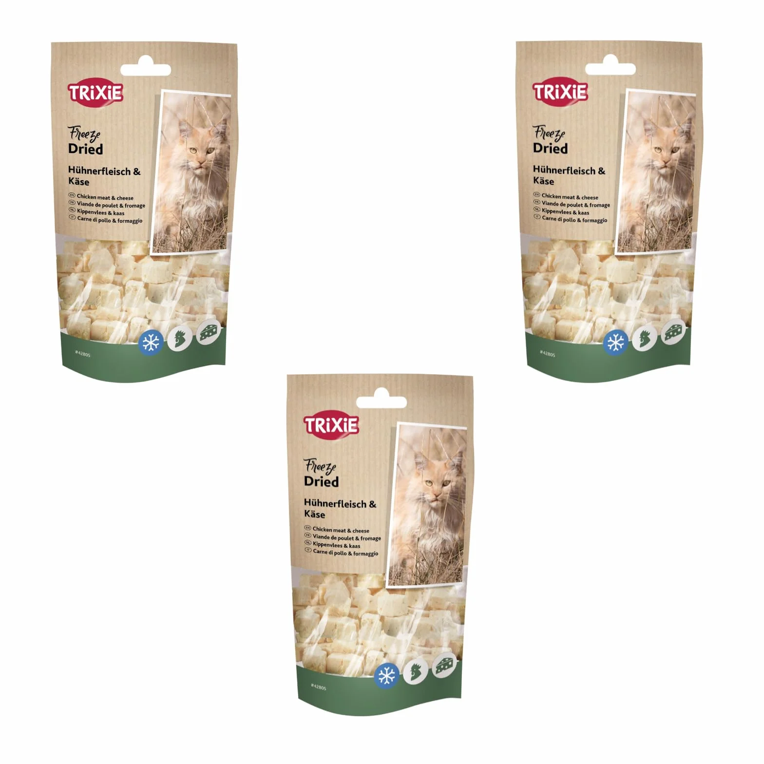Trixie Freeze Dried Poulet & Fromage 3 x 25 g Snack lyophilisé pour Chats sans additifs