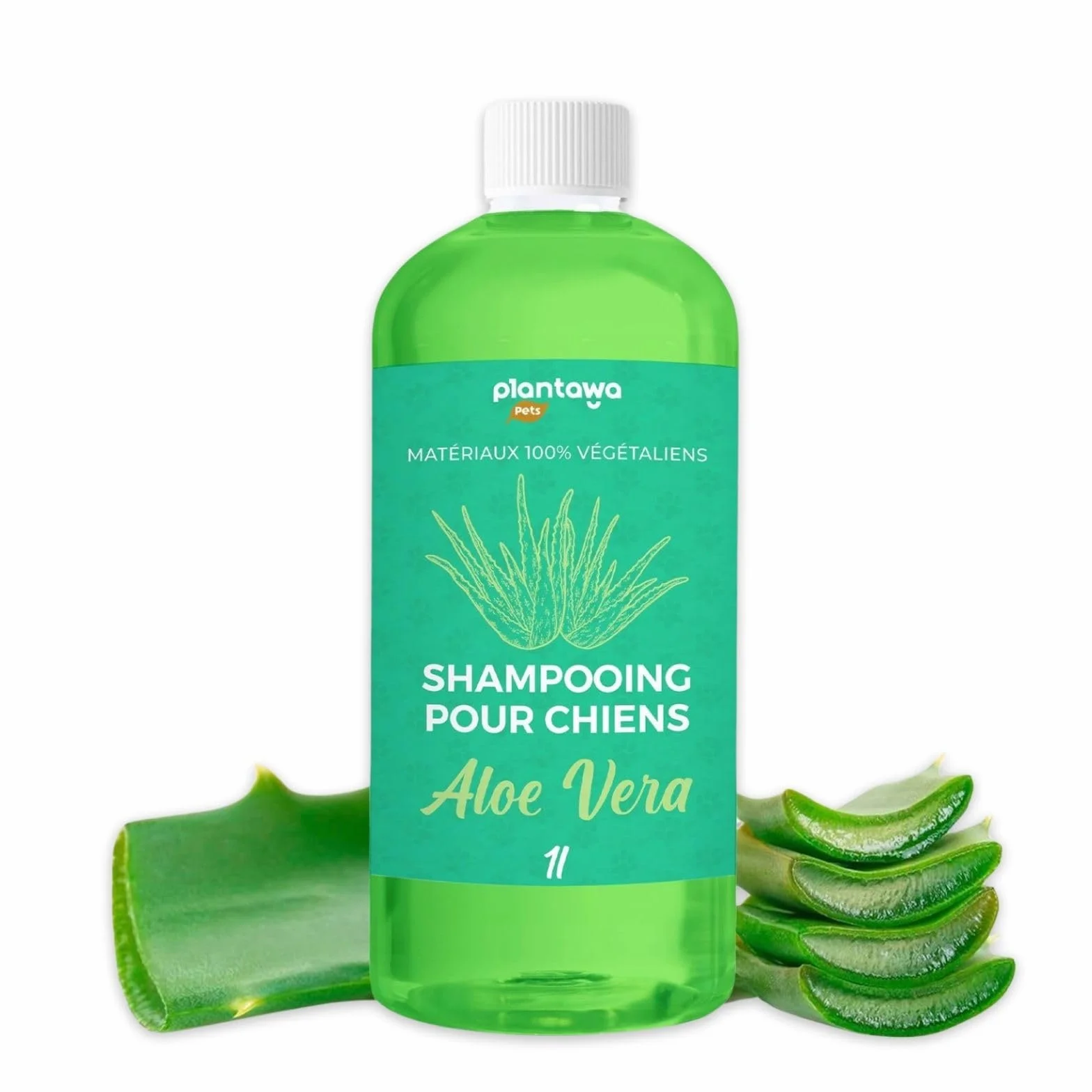 Plantawa Shampooing pour Chien à l'Aloe Vera 1L Peau Sensible Anti-Irritation Vegan
