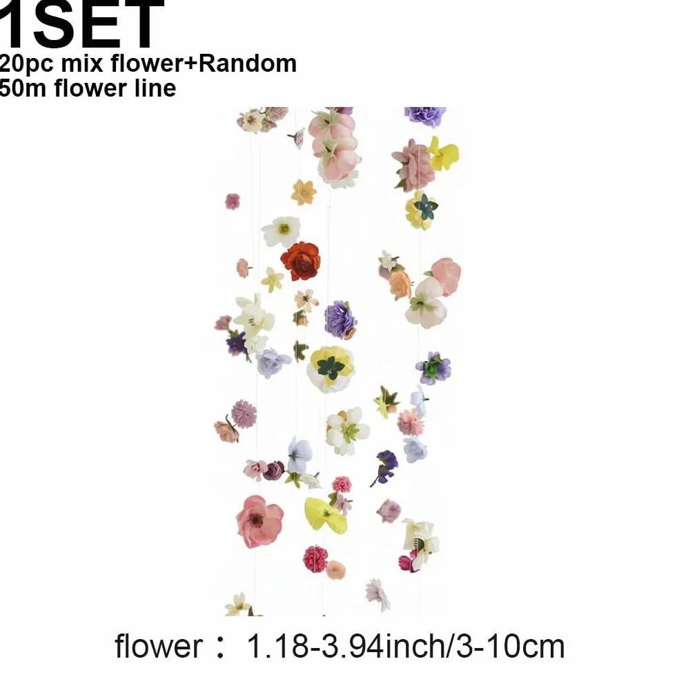 Kit Rideaux de Porte Floraux 20 Pièces Fleurs Artificielles Flottantes Mariage