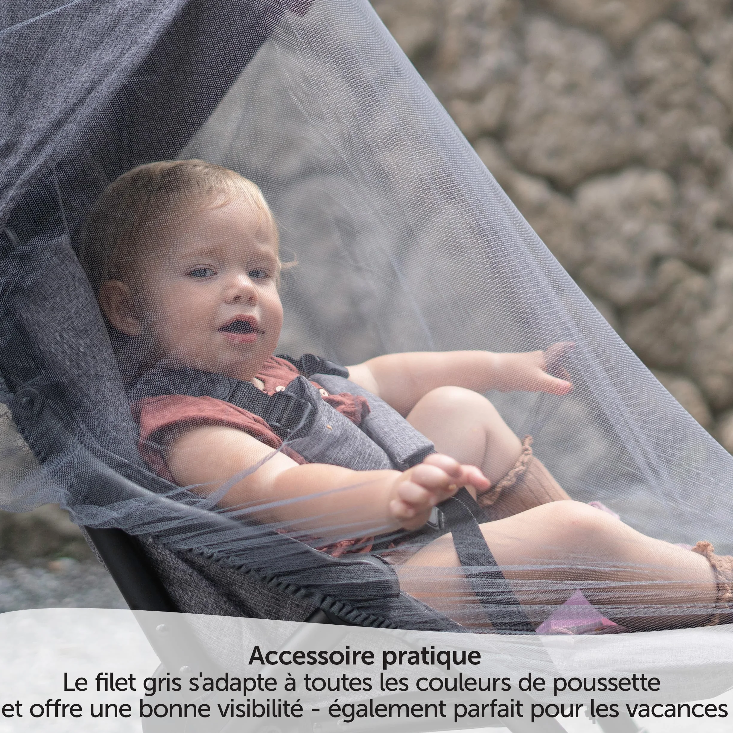 Zamboo Moustiquaire Poussette Universelle Filet Anti Moustique Protection Fine Résistante Lavable Gris