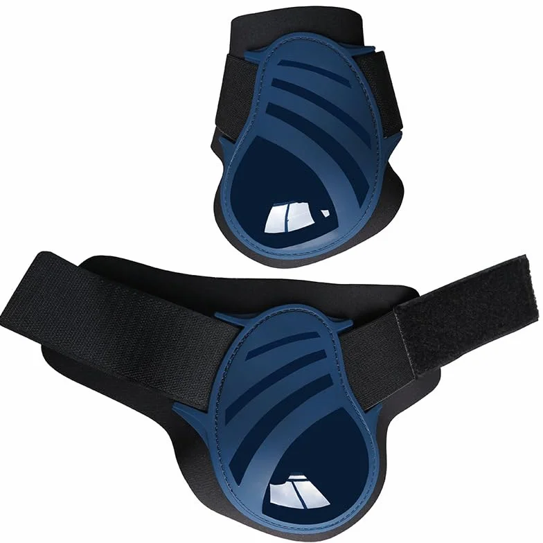 Guêtres pour chevaux Tendon Boots Classic lot de 4 avec coque rigide et fermeture Velcro PU robuste (S, Bleu)