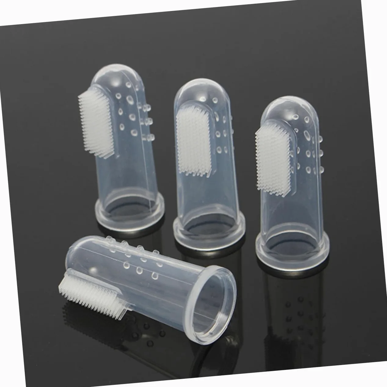 Brosse à Dents pour Animaux à Doigt, Lot de 4, Silicone | Design Moufles Doigt, pour Chaton et Animal de Compagnie, Brosse les Dents et Masse les Gencives