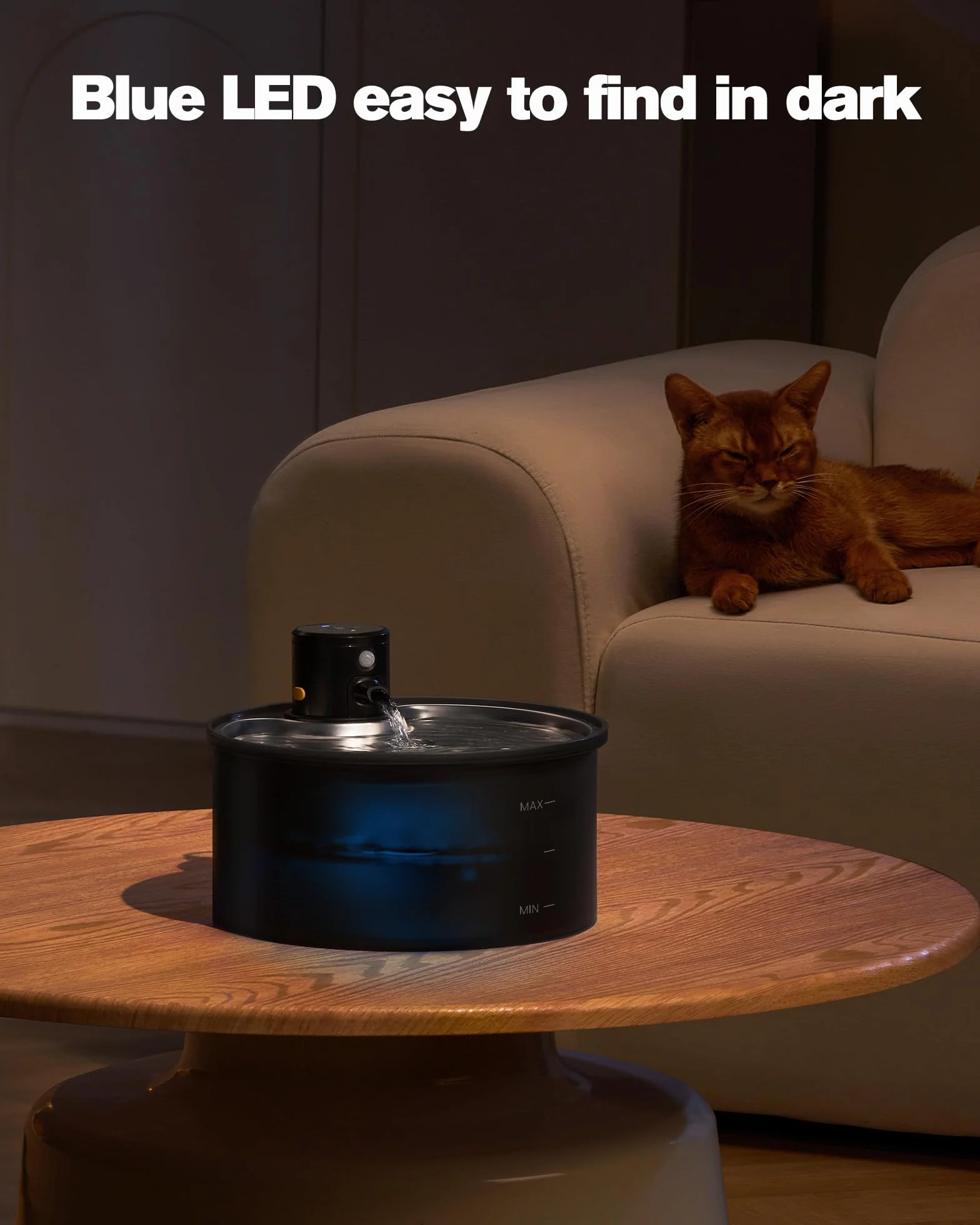 Fontaine à Eau pour Chat sans Fil avec Détecteur de Mouvement 3,2L Distributeur Automatique à Pile Batterie 4000mAh Rechargeable INOX