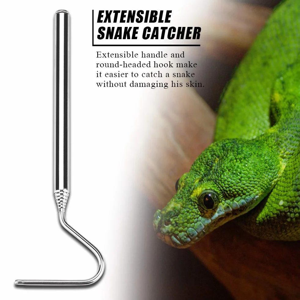 Crochet de Serpent Extensible en Acier Inoxydable, Mini Crochet Multifonctionnel pour la Capture des Serpents à sonnettes