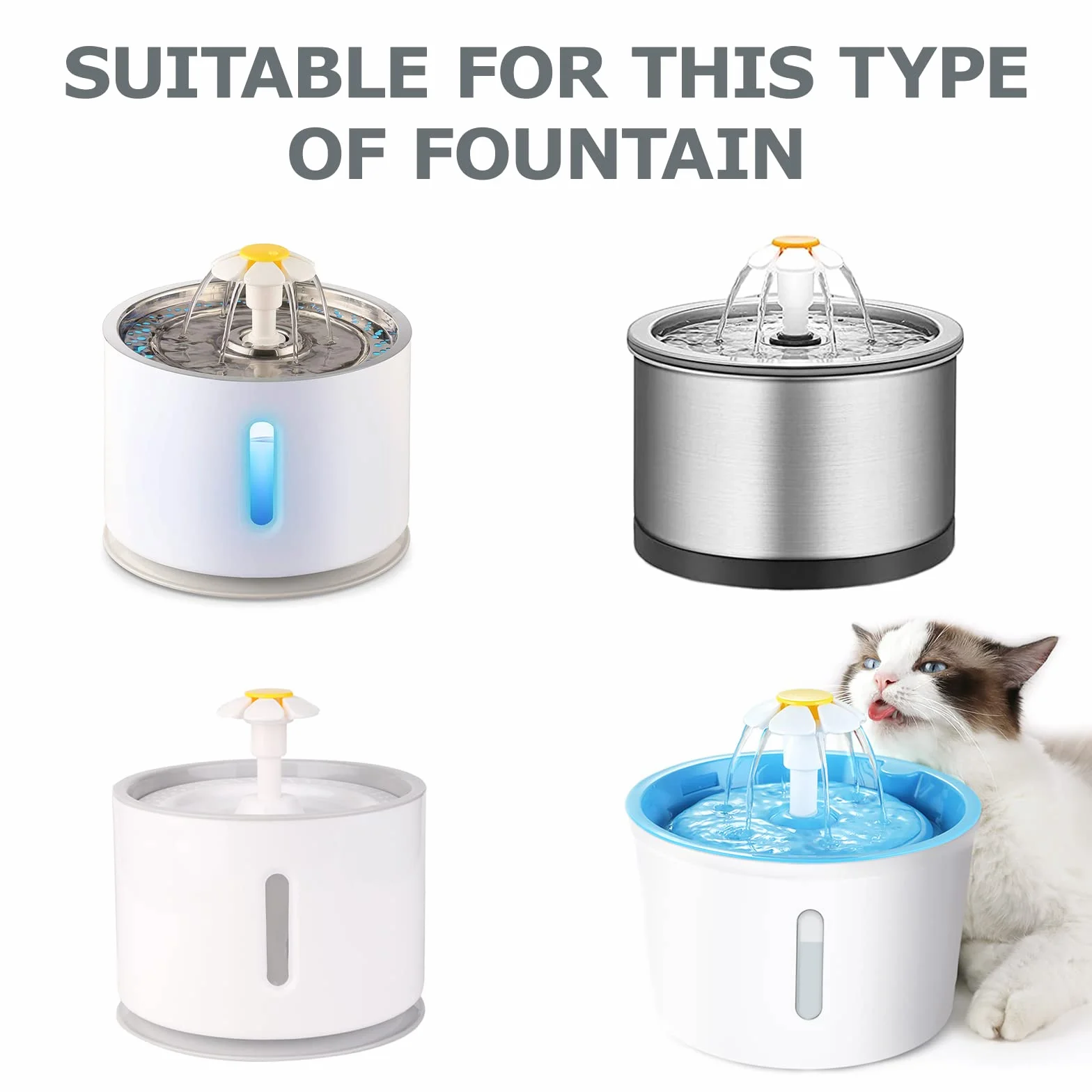 Filtres de Fontaine pour Chat 10 pièces Filtre de Fontaine à Boire Blanche