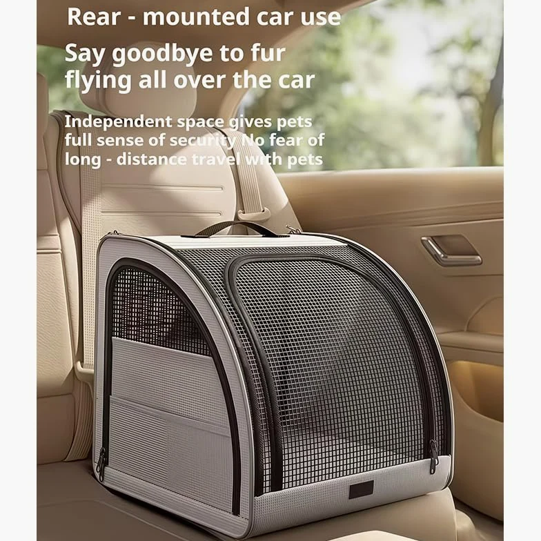 Cage de Transport Chien pour VW T-Roc/T-Cross/Multivan, Caisse Chien Voiture Coffre Siège Arrière, Tissu Oxford Respirant 3 Portes Éclair d'Habitacle,Grey