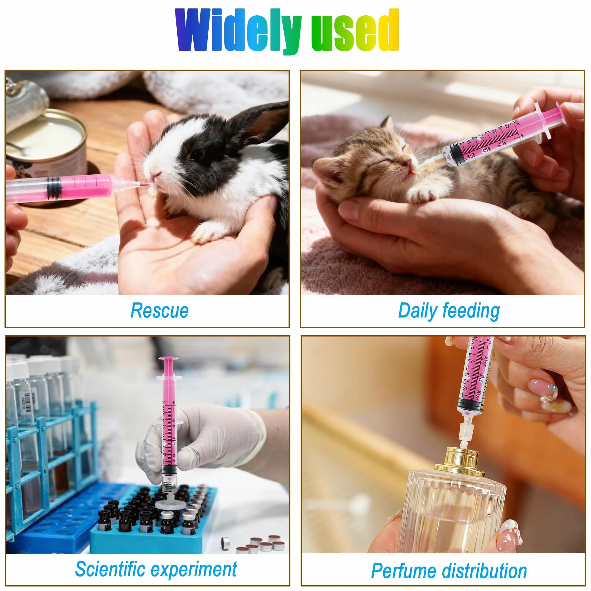 Seringue d'alimentation pour oisillons 5ml Lot de 5 seringues orales multicolores + 10 tubes 12cm
