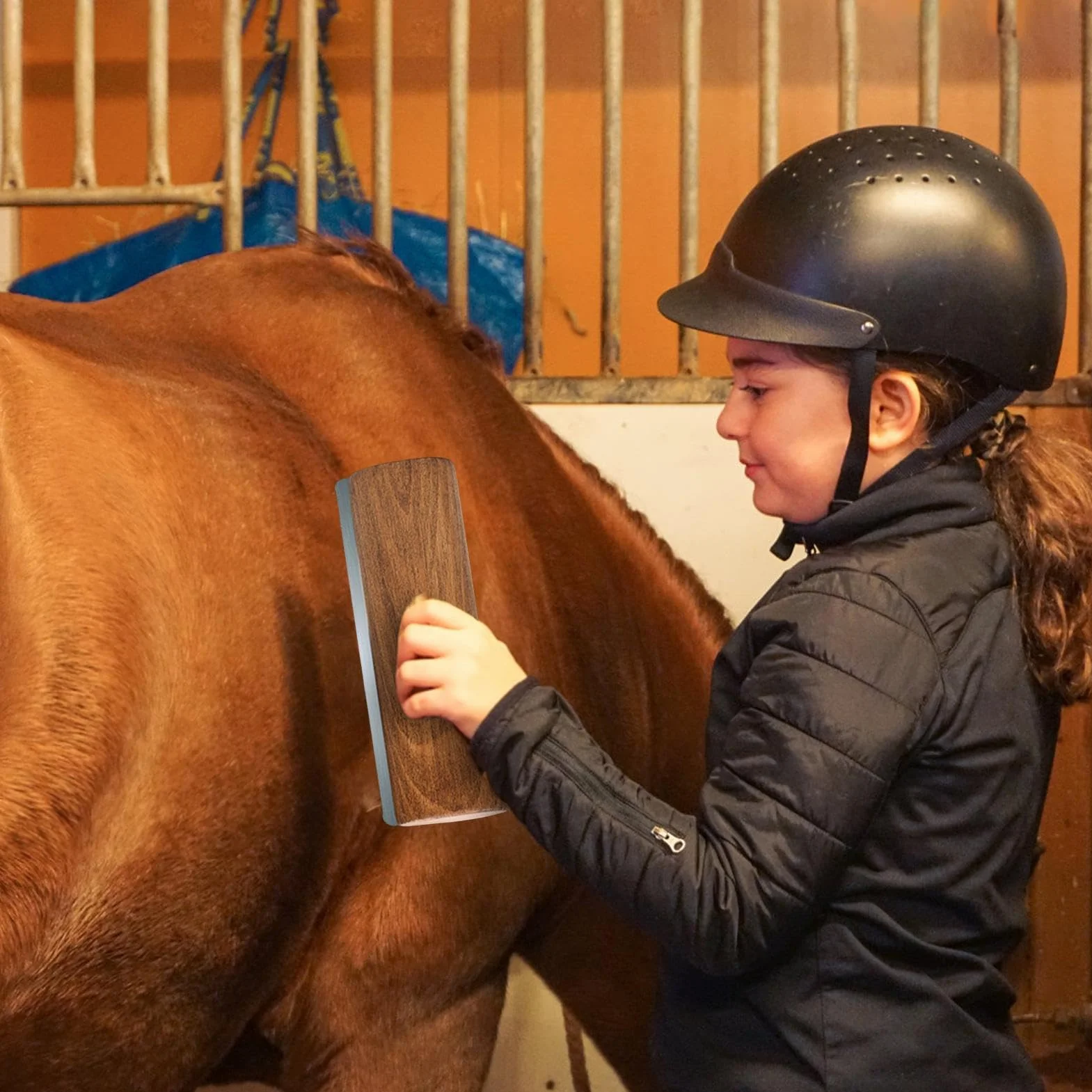 Brosses à cheval pour la mue en acier inoxydable avec manche en bois - Outil de délestage ergonomique