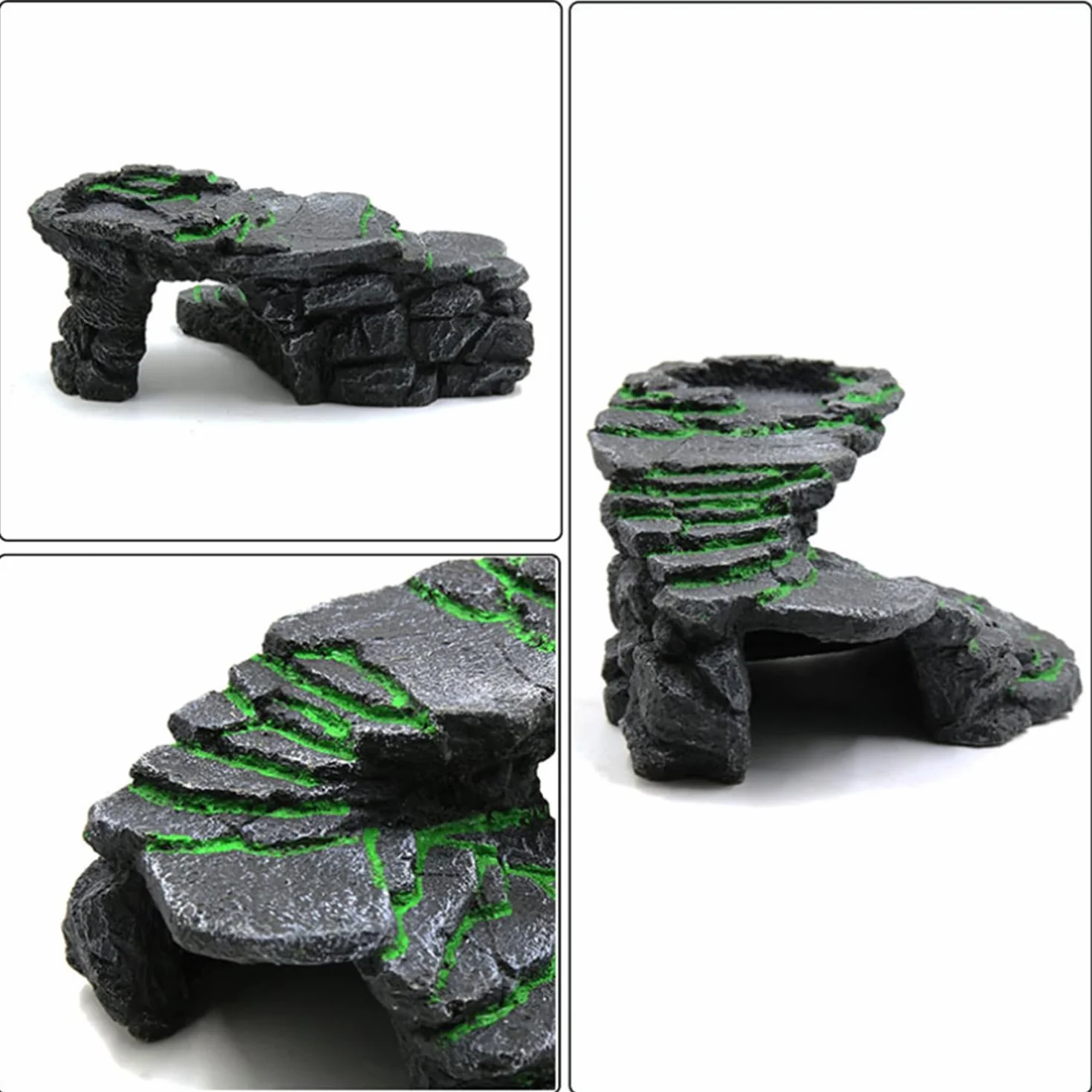 Cachette Reptile Plate-Forme pour Tortue Rocher Grotte Gécko Habitat Décoration de Terrarium Basking Ornement d'aquarium