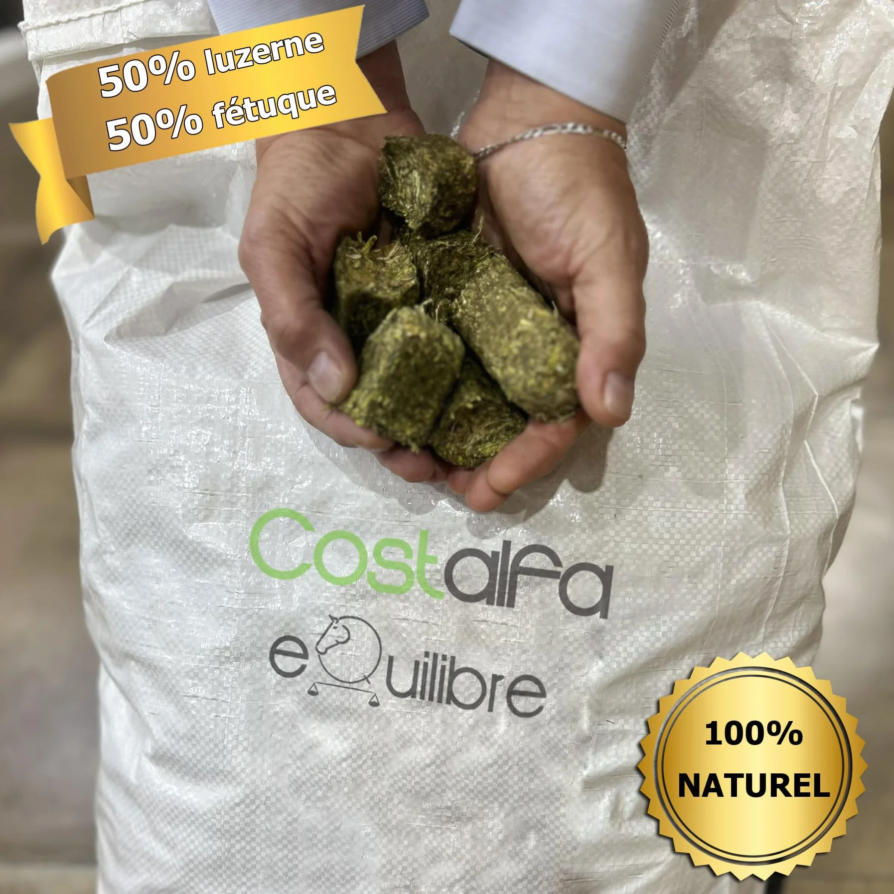 Equilibre 20kg Alimentation chevaux Mélange 50% luzerne 50% foin de fétuque