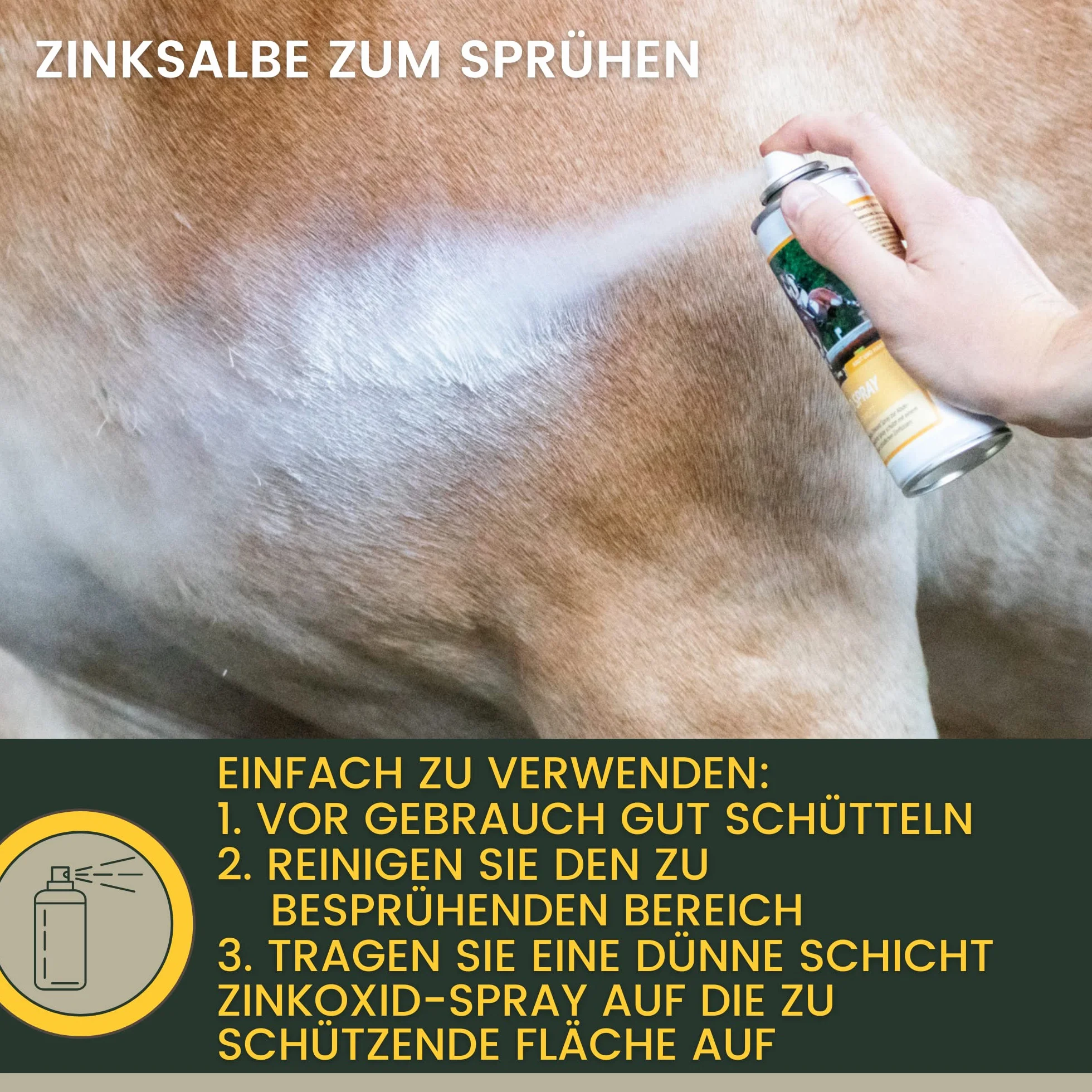 Emma Zinc Spray Cheval Pommade Protection Plaies Démangeaisons Chien Chat Pansement Vaporisateur Imperméable 0,25+0,2l