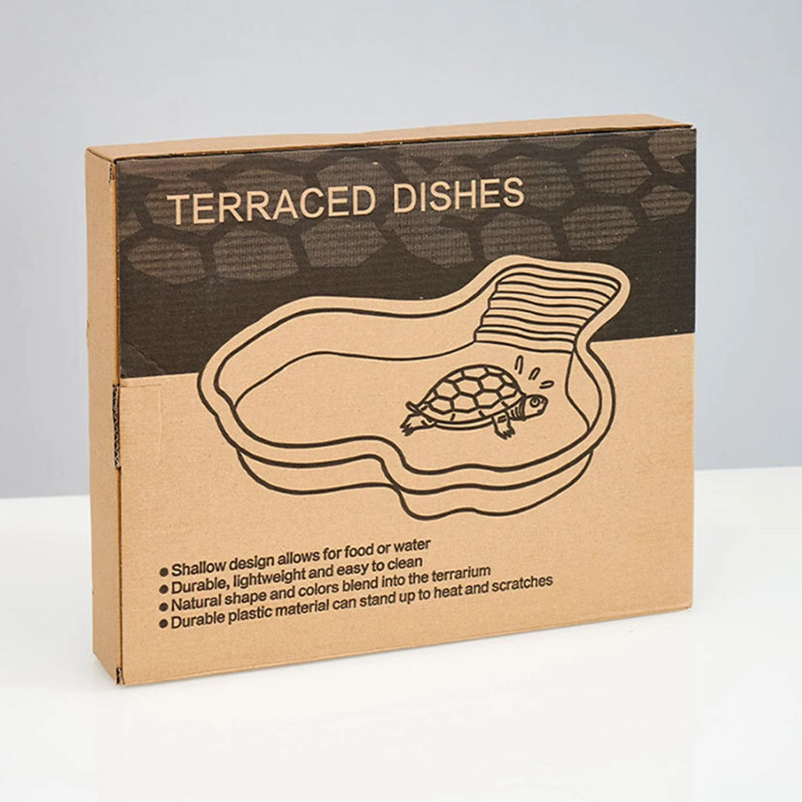 Plat d'eau pour Reptiles, Tortues avec Rampe, Bain Amphibiens Lézards, Ornement d'aquarium
