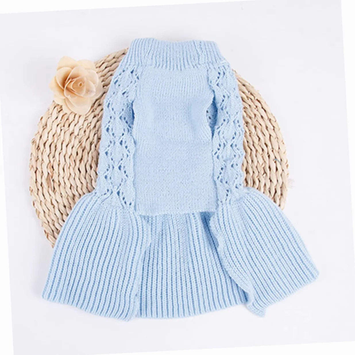 Didiseaon 3pièces Pull Printanier pour Chien Et Chat Vêtement Doux Laine pour Chiens Et Robe Adorable à Deux s Bleu