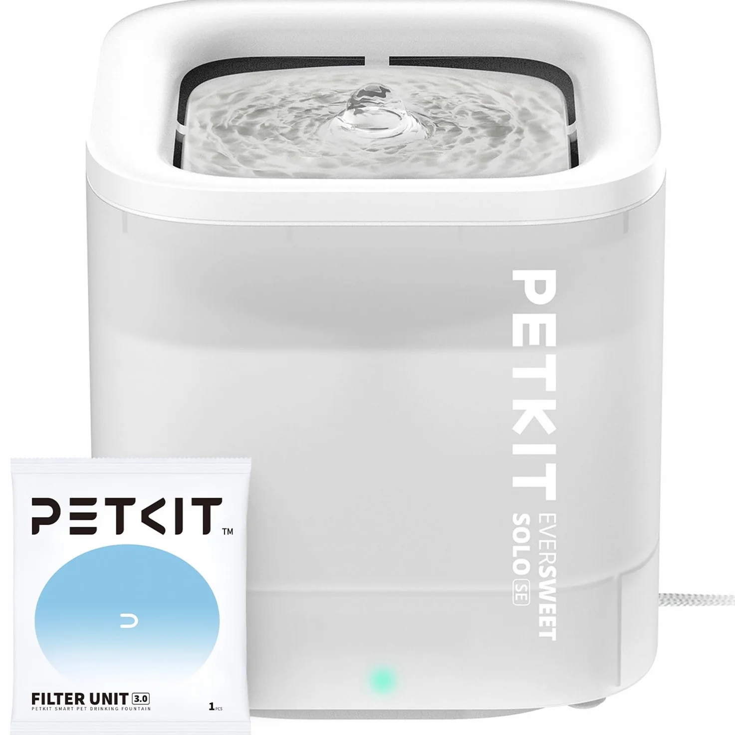 PETKIT CYBERTAIL Fontaine à Eau pour Chats, Pompe sans Fil, 25dB, Filtre 3.0, LED, 1,8L