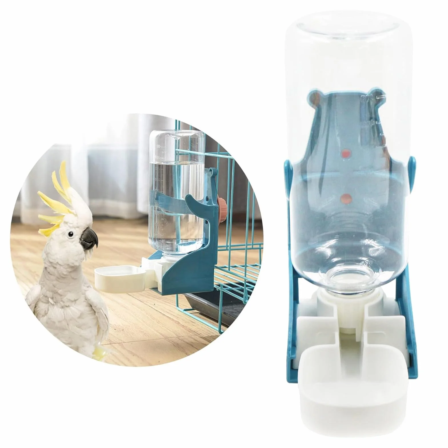 Distributeur Automatique d'Eau et de Nourriture pour Oiseaux en Cage, 500ml, pour Perroquets et Perruches
