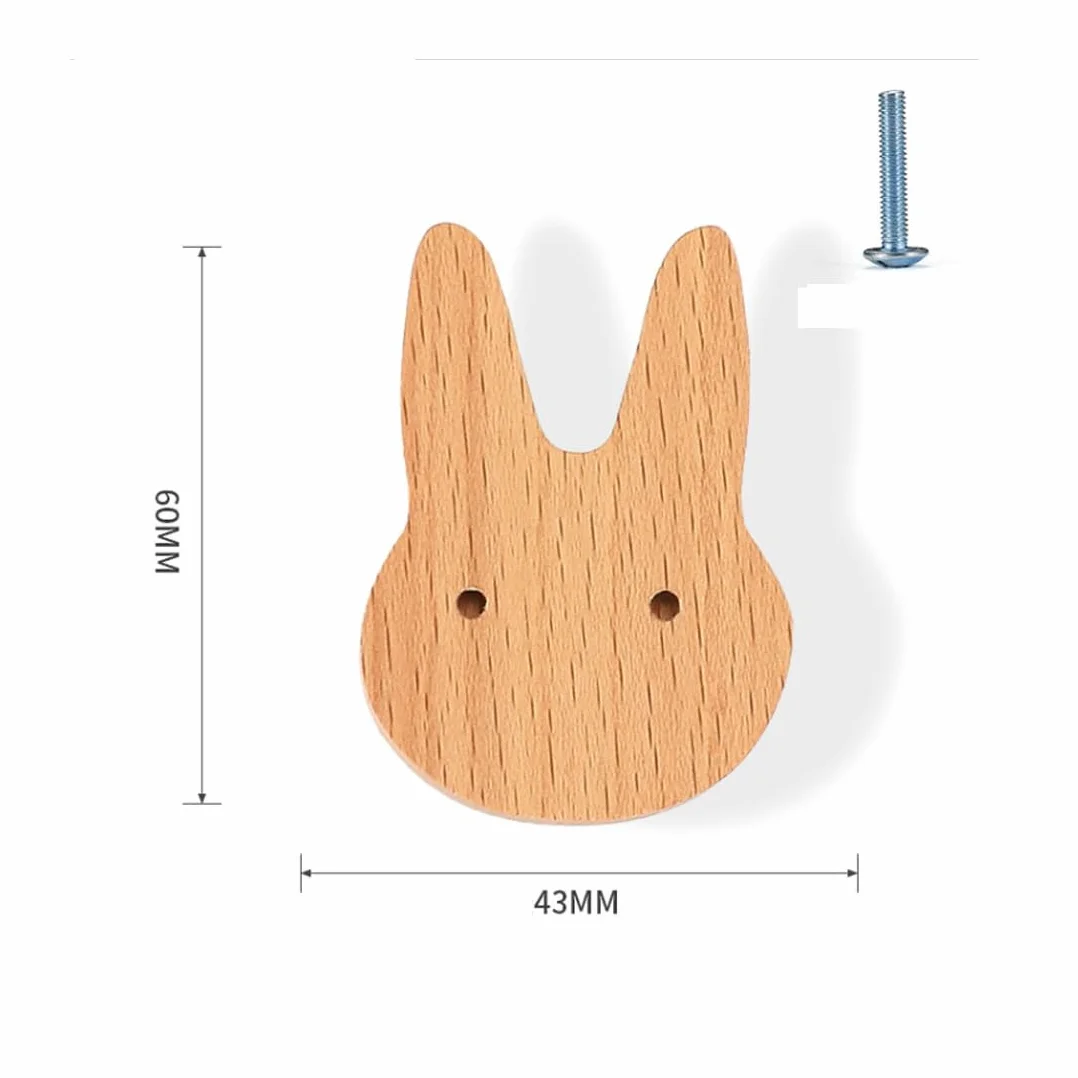 Boutons d'armoire en Bois Animaux Décoratifs Lot de 2 Poignées de Tiroir