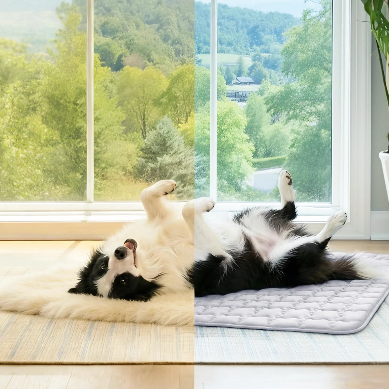 Tapis Rafraîchissant pour Chien et Chat, Lit Lavable pour Chien Gris 51x77cm
