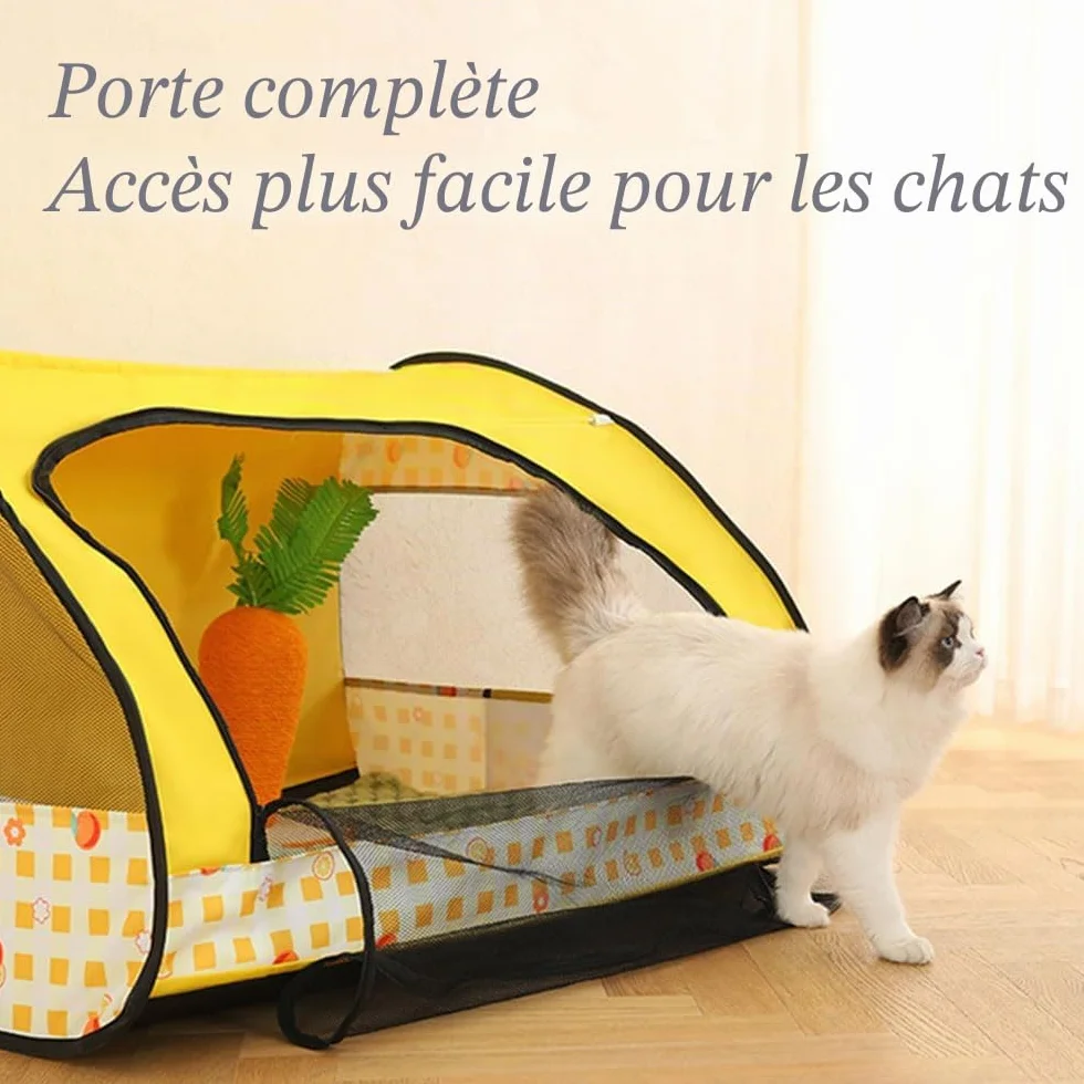 Parc pour Chien Intérieur Portable Pliable Multifonctionnel avec Fermeture éclair Jaune Taille S