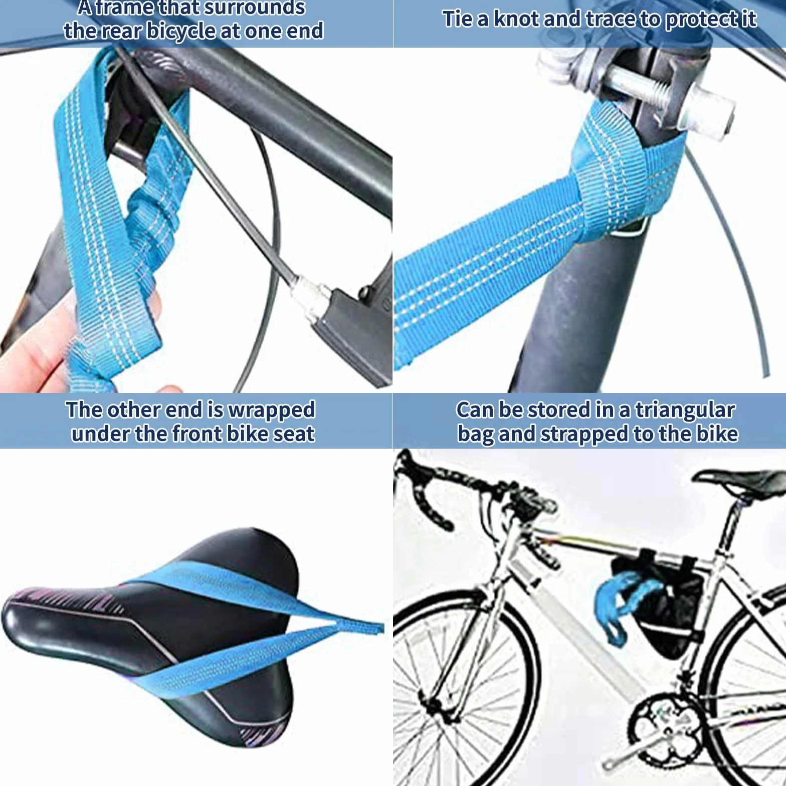 Câble Remorquage Vélo Enfant 4,5 m Élastique avec Sac de Transport Bleu Néon