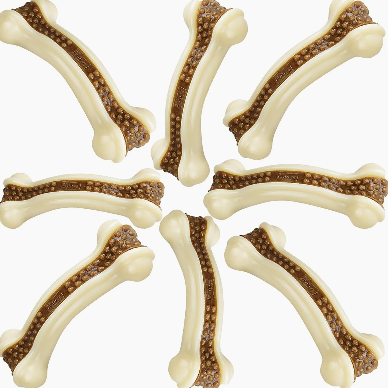 Lot de 8 os à mâcher pour chiens agressifs, véritable saveur de bœuf, jouets à mâcher indestructibles pour chiens de grande/moyenne/petite race, jouet robuste avec nylon durable