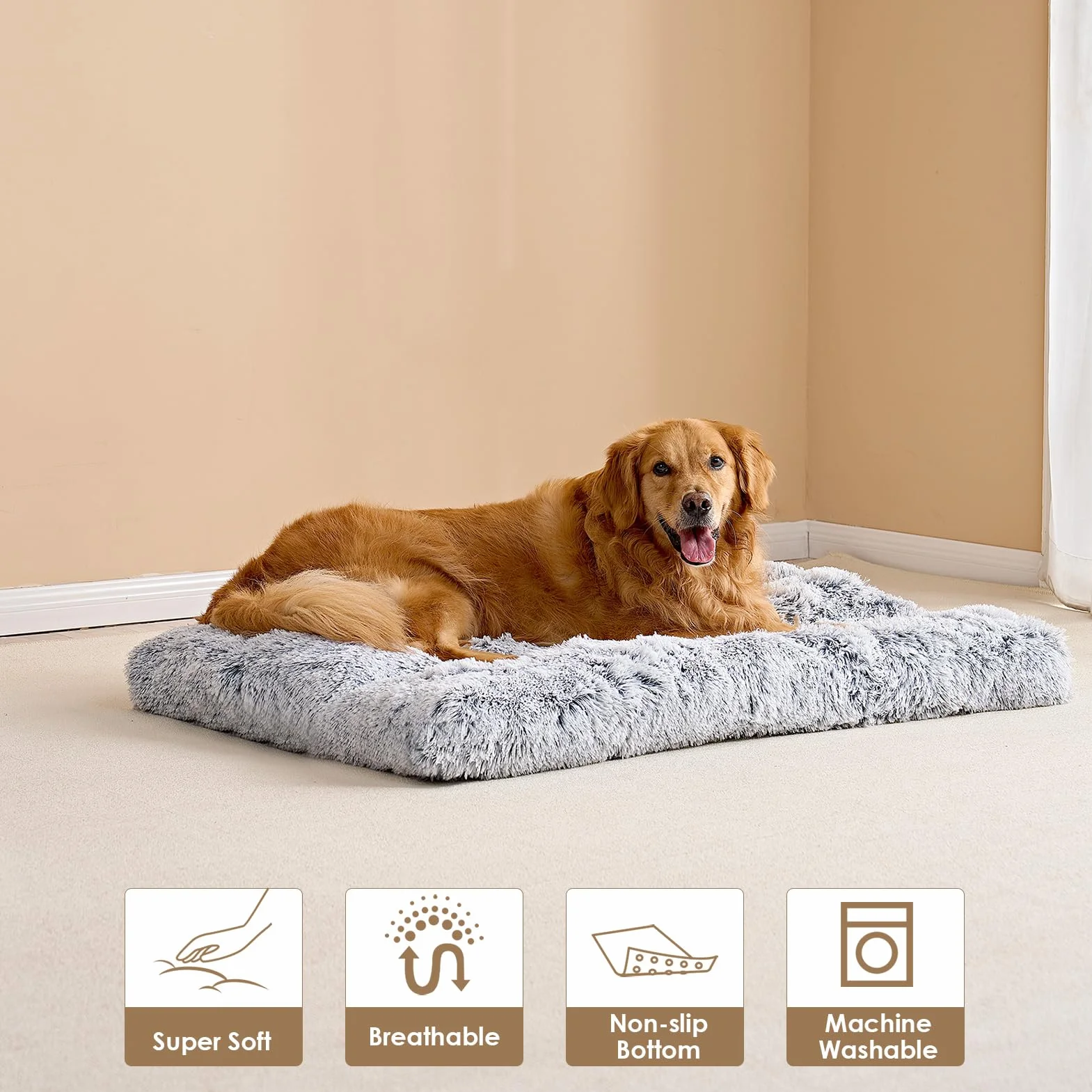 EHEYCIGA Panier Chien Grande Taille XXL 105x70cm Coussin Anti Stress Lavable Antidérapant Lit Moelleux Gris