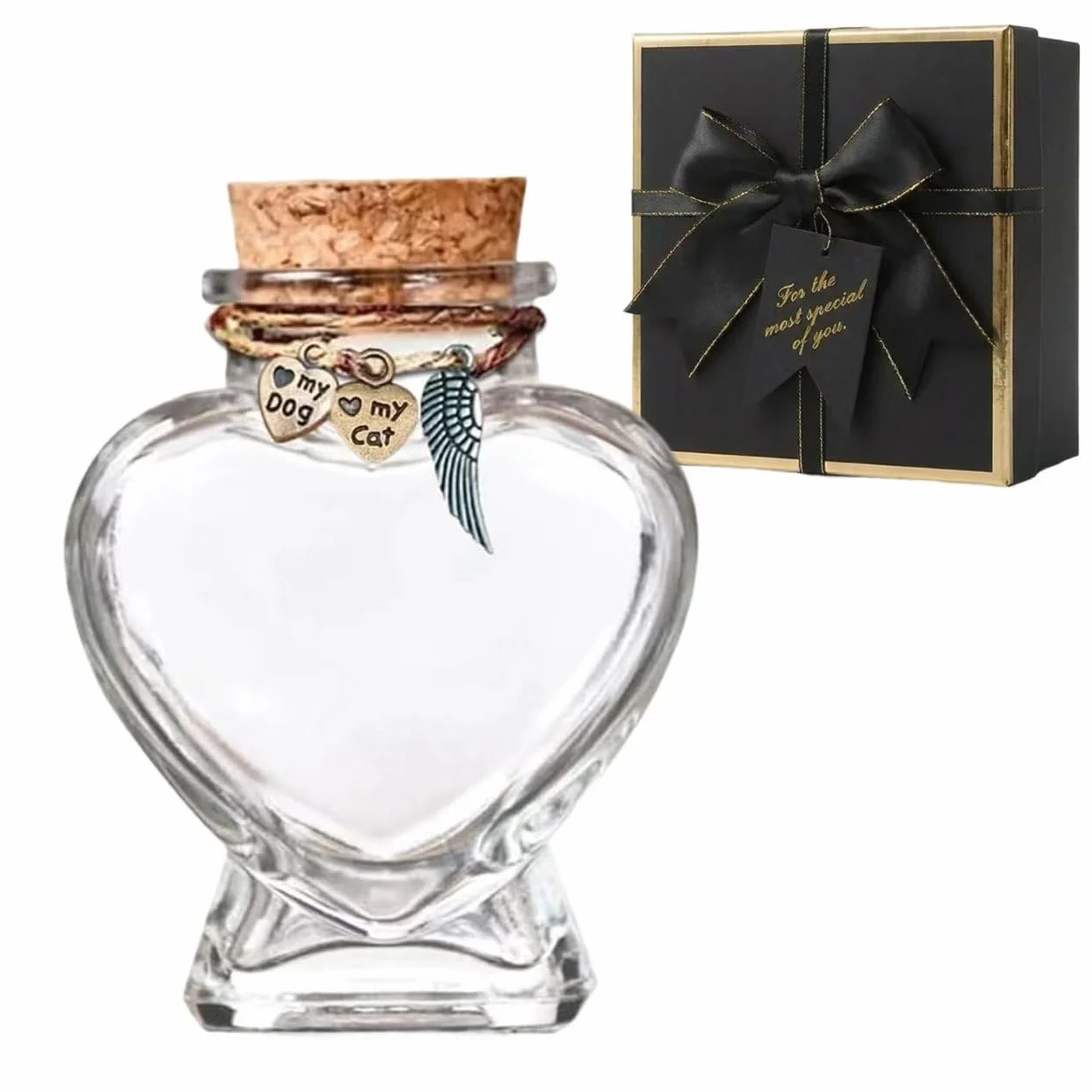 Urne funéraire commémorative en verre pour poils d'animaux - Cadeau souvenir chien chat