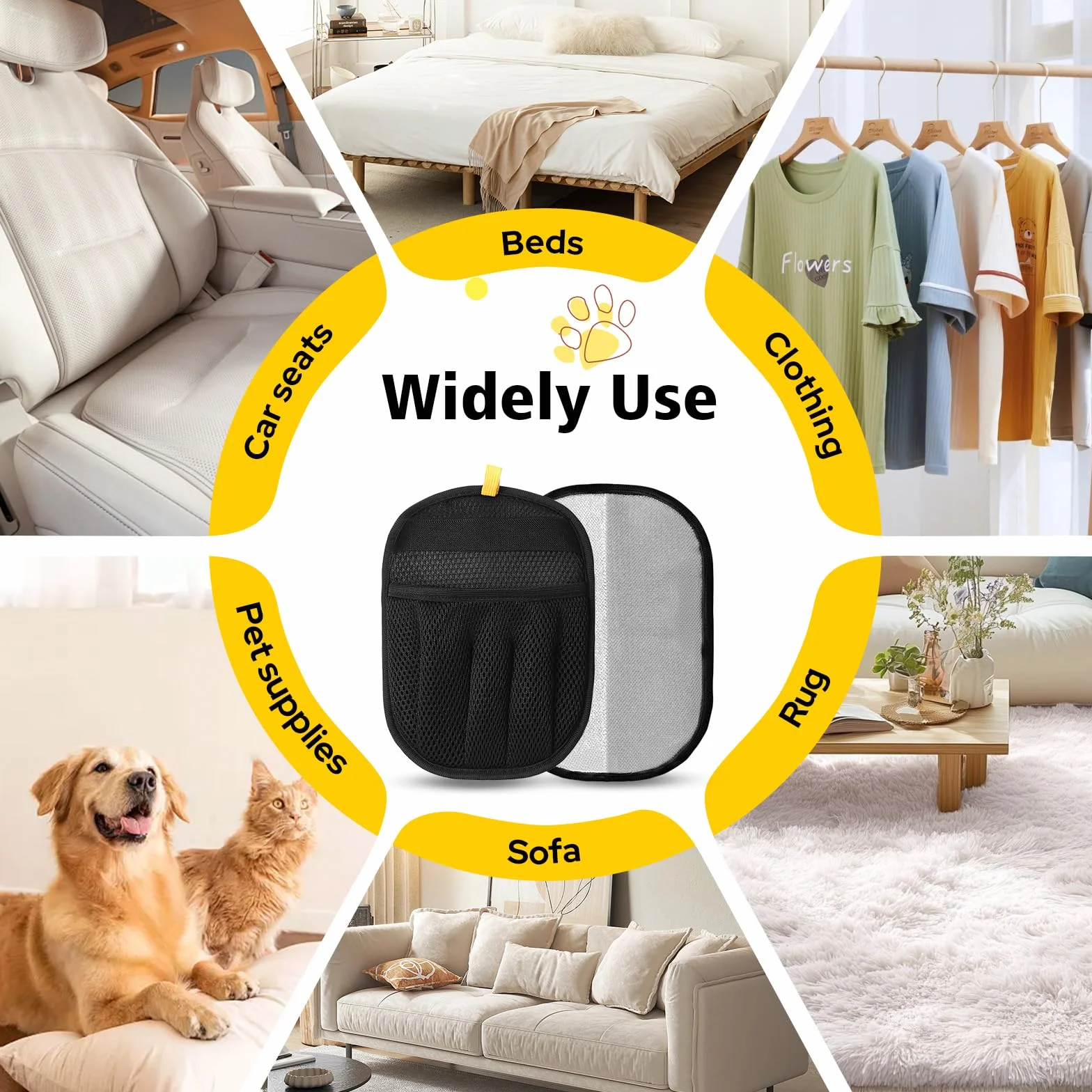 Zivacate Gant Anti Poils Animaux Réutilisable Électrostatique 2 Pièces