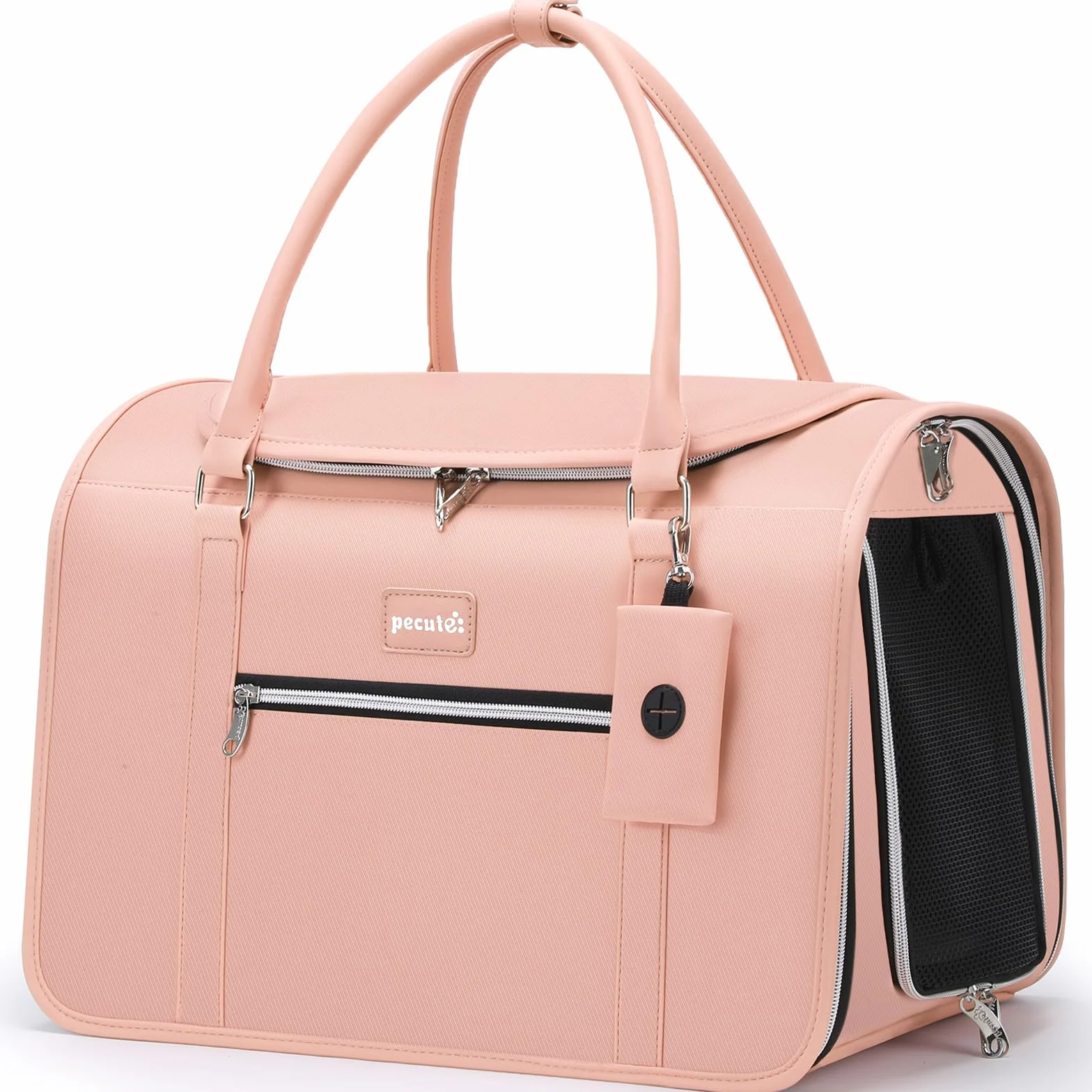 Pecute Sac de Transport pour Chat 42x28x30 cm, Approuvé pour Avion, Rose