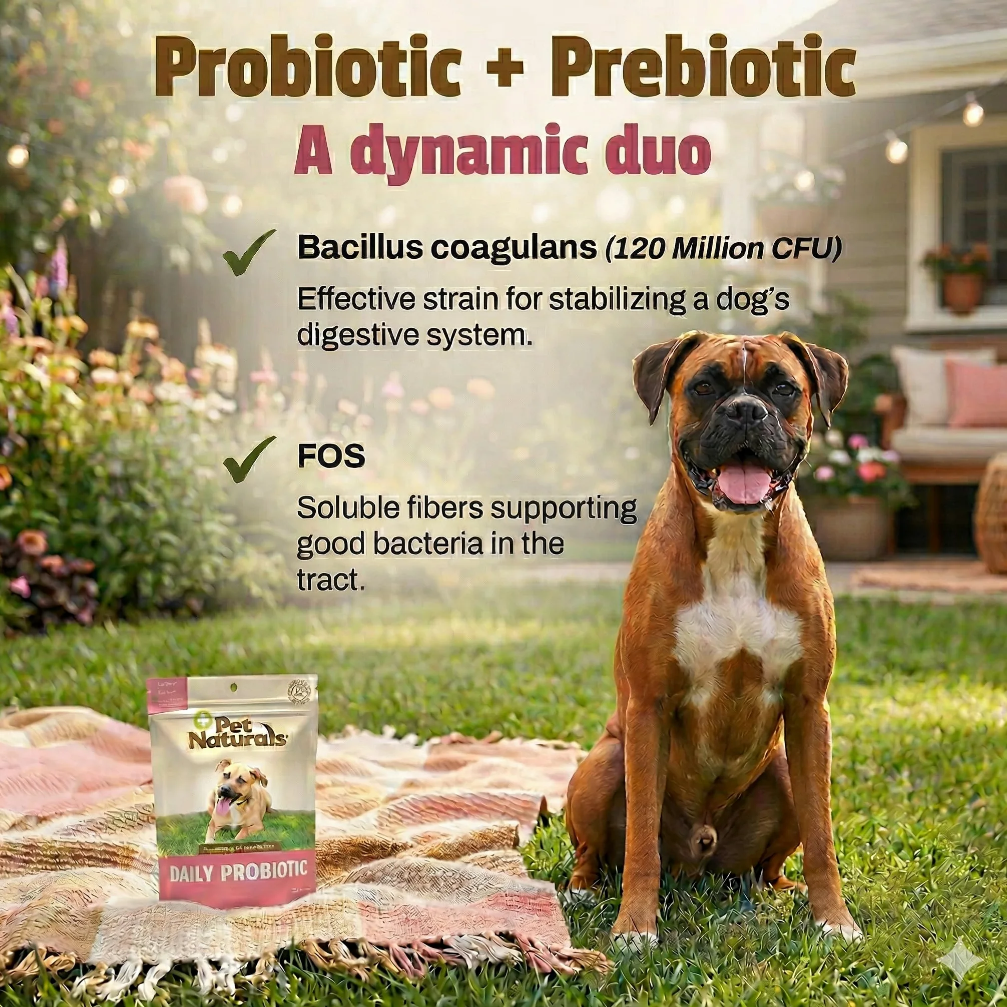 Pet Naturals Probiotiques Quotidiens pour Chiens, saveur Canard, 160 friandises à mâcher – 120 M UFC pré-et probiotiques pour la santé Digestive, la santé intestinale, Le Soutien immunitaire, la