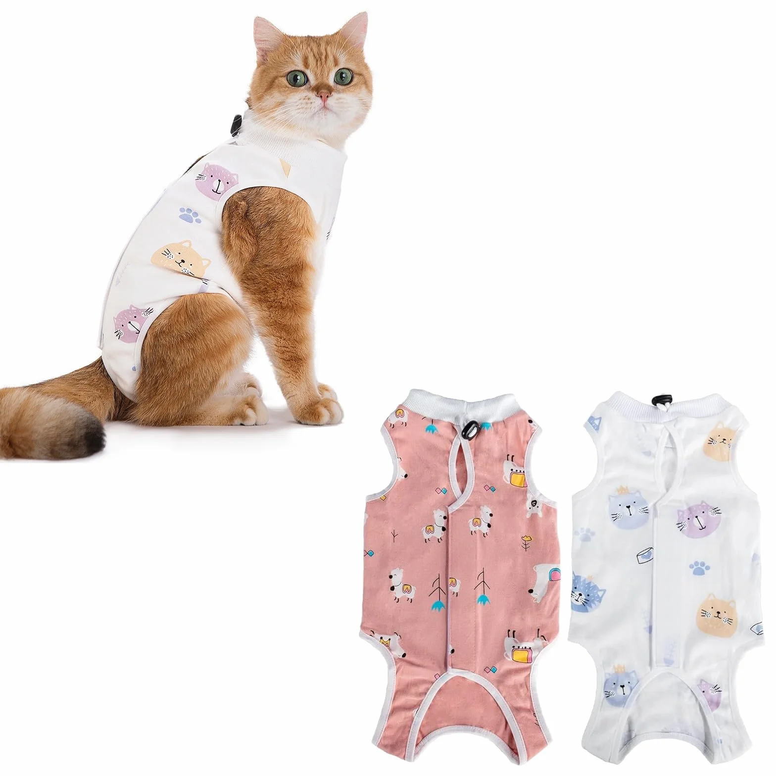 Lot de 2 Chats Post-opératoires Anti-léchage Taille M pour Chat 2-4 kg