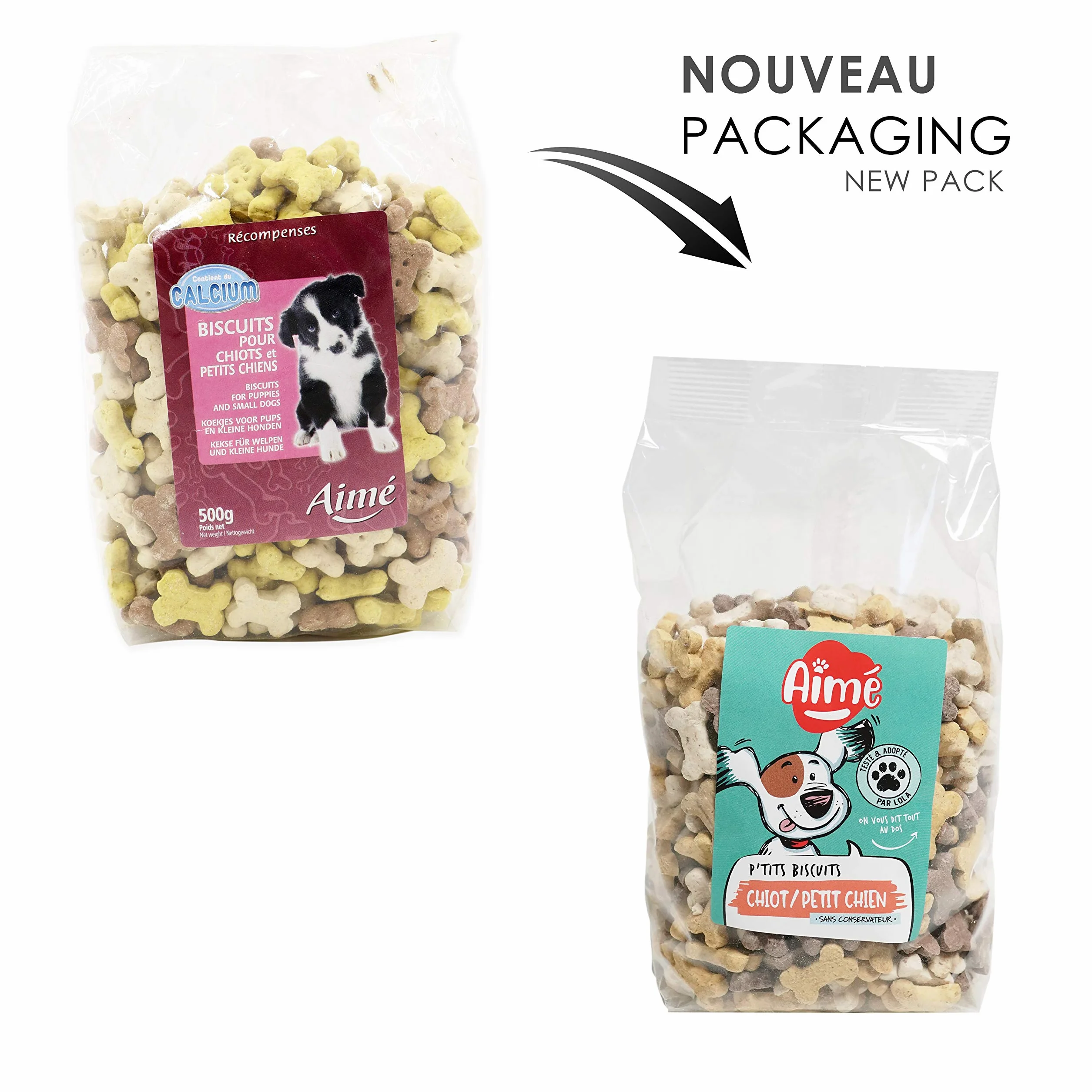 Aimé Biscuits Petits Os 500g Nourriture Calcium pour Chiot et Petit Chien Friandises Sans Conservateurs