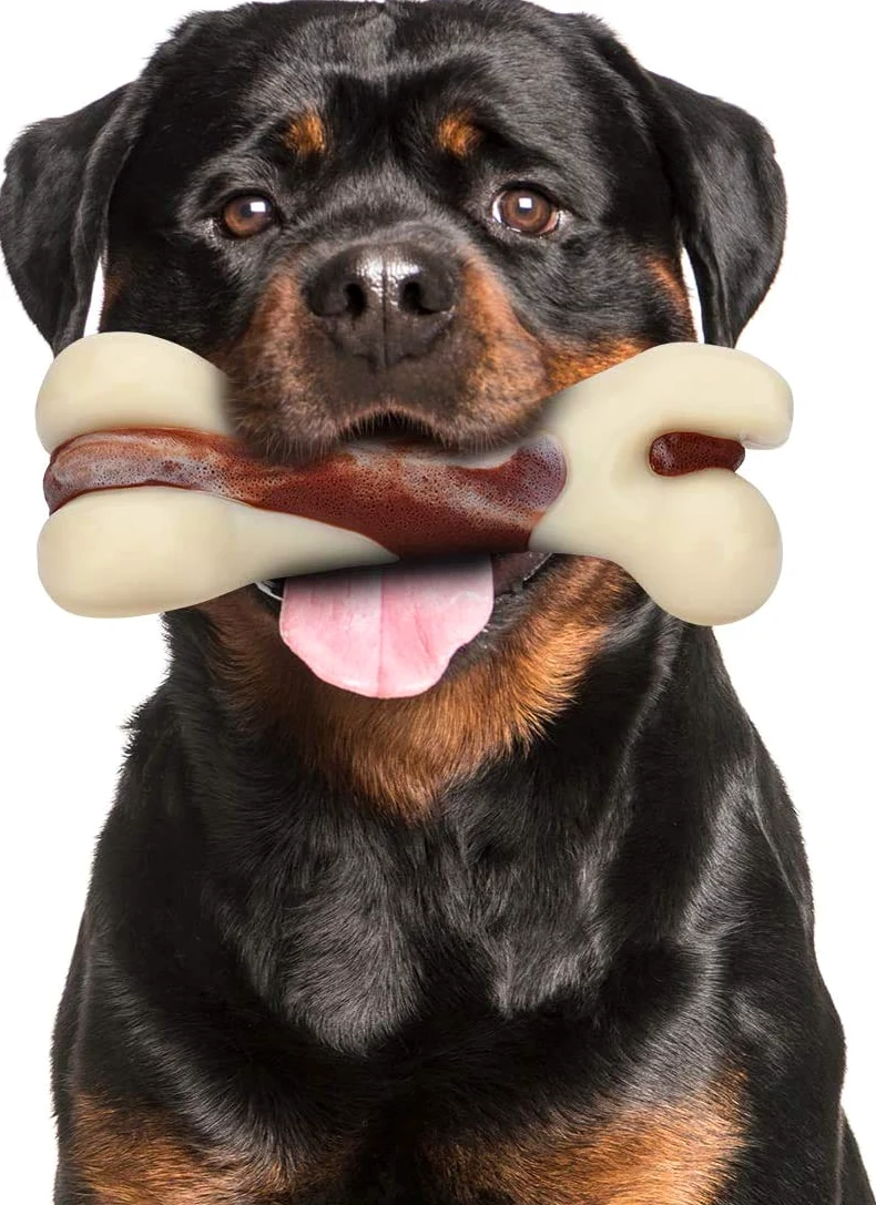 Mumba Os à Mâcher pour Chien, Jouets Os Durable pour Mâcheurs Agressifs, avec Saveur de Boeuf, Jouet Interactif pour Petit/Moyen/Grand Chien (L)