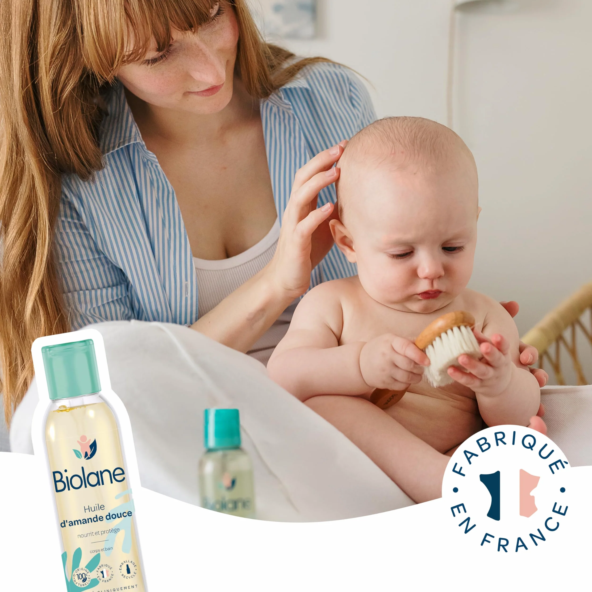 Huile d'amande douce BIOLANE bébé soin bain massage vitamine E 100% origine naturelle Fabriquée en France