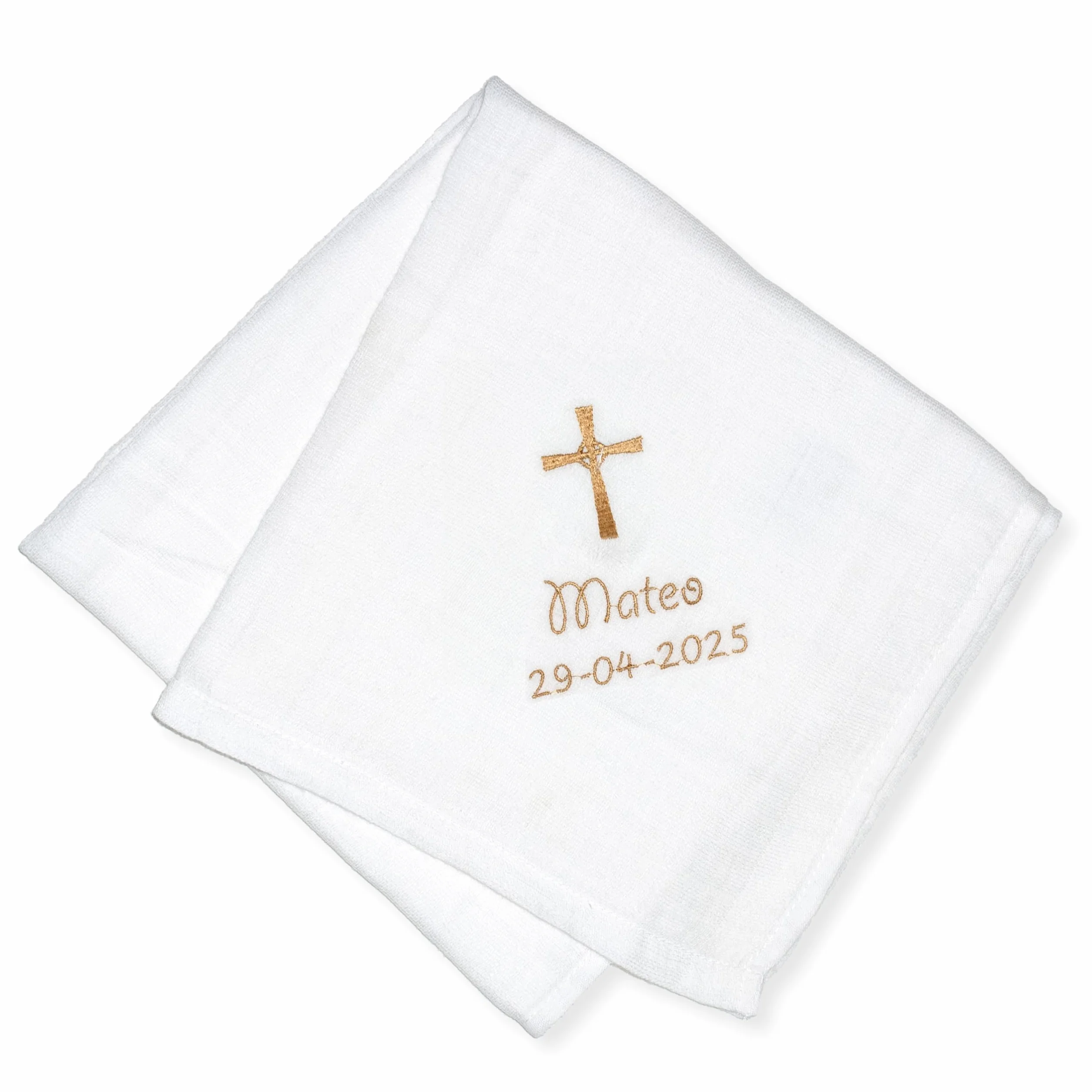 Lange Bébé Personnalisé en Mousseline de Coton Blanc 70x70 cm Brodé Prénom Date Motif Cadeau Naissance Oeko-Tex