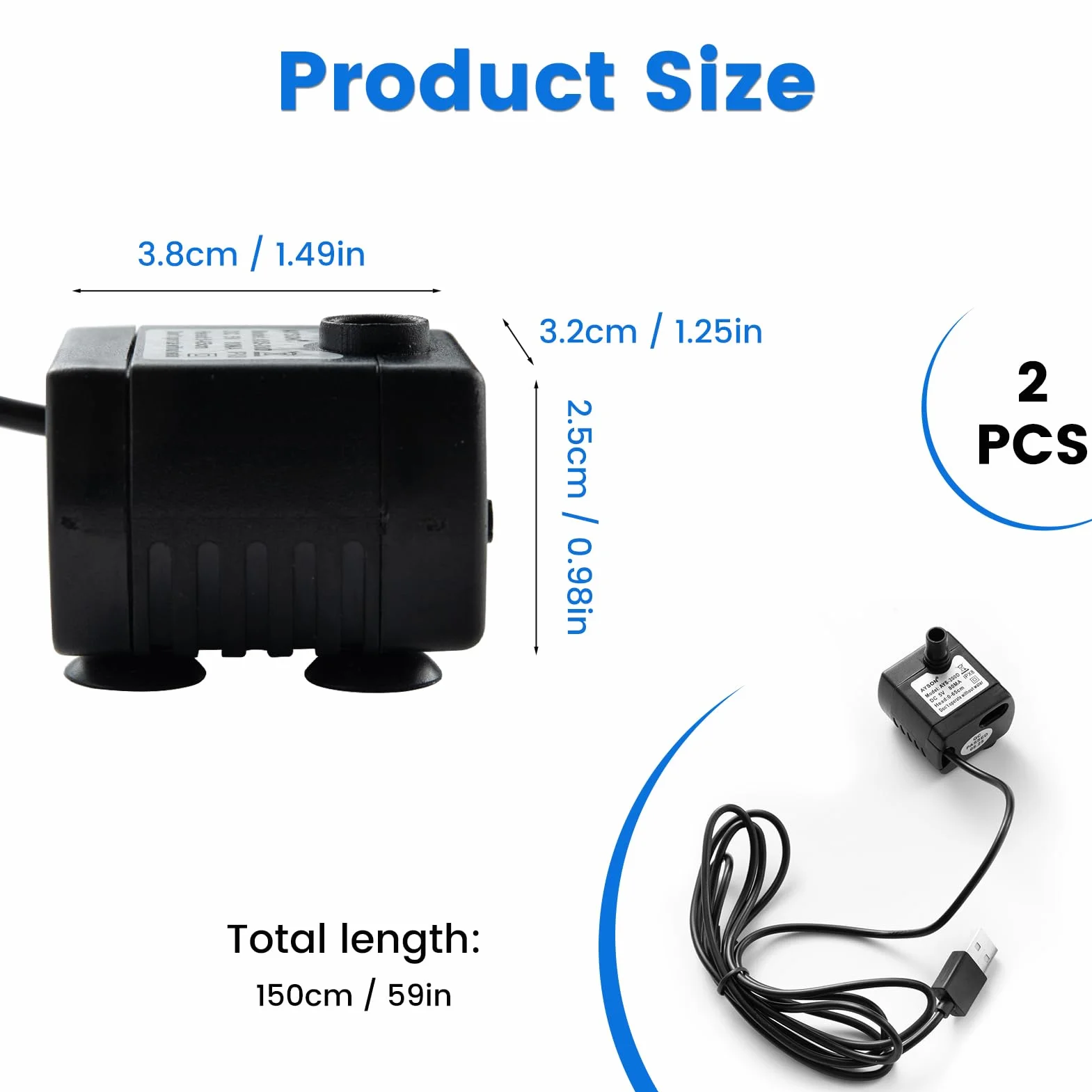 Mini Pompe à Eau Submersible USB DC 5V 200L/H Ultra Silencieuse pour Aquarium Fontaine Étang