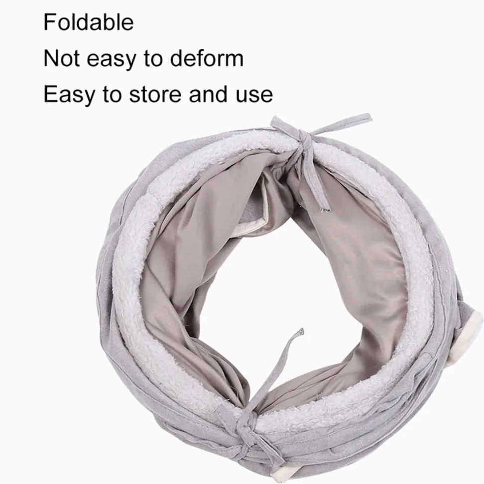 Tunnel pour Chat D'intérieur Jouets Pliables pour Chat Tube De Jeu en Forme De S Tunnel Froissé en Daim Gris pour Animaux De Compagnie avec Balle