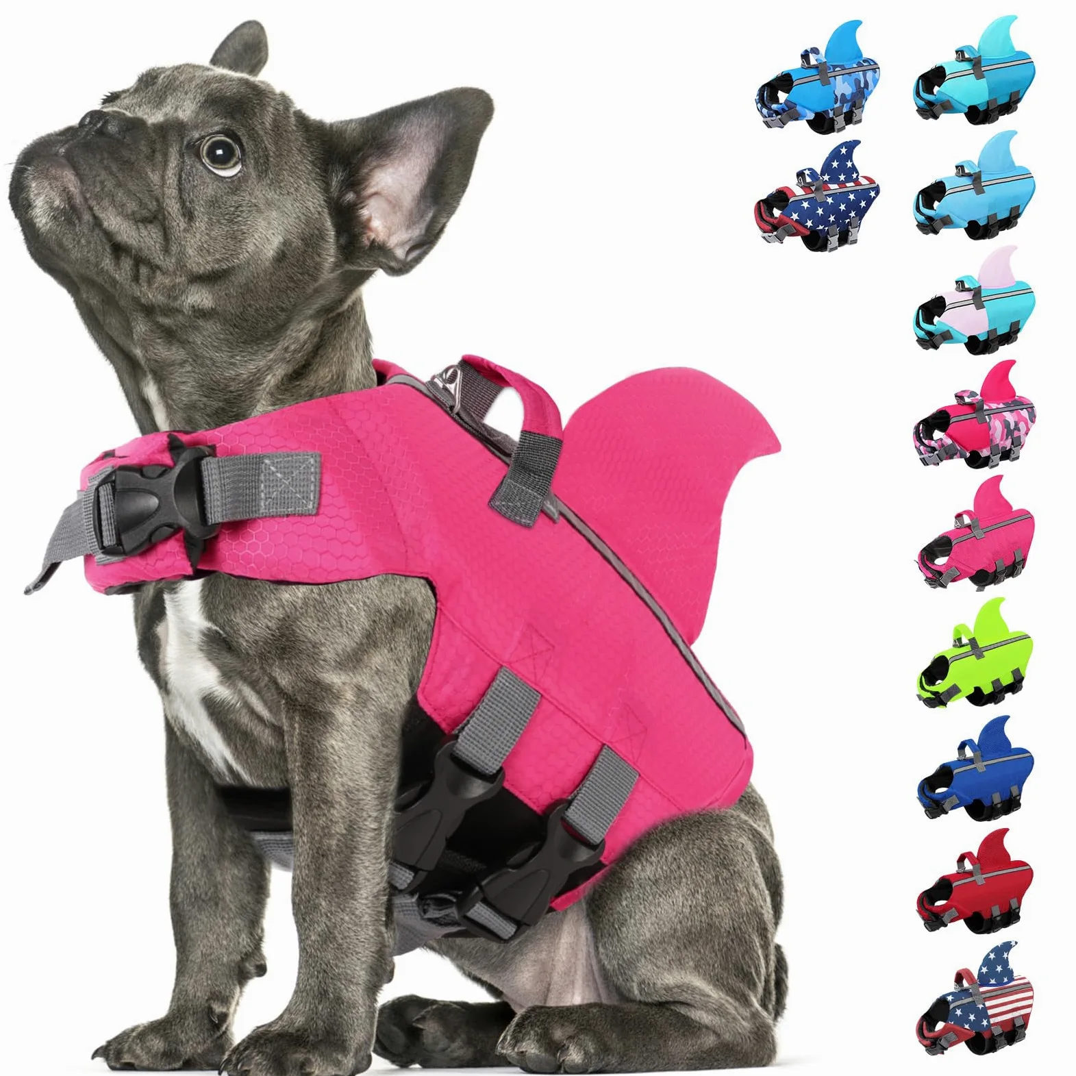 SUNFURA Gilet de sauvetage pour chien taille XS, gilet de sauvetage pour chiens avec bandes réfléchissantes, gilet de sécurité pour animaux de compagnie pour la natation, le bateau, le bouledogue