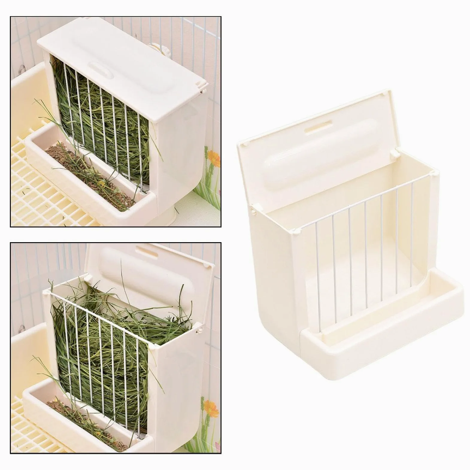 Station d'alimentation en Foin, Râtelier à Foin, Cage, Station d'alimentation Multifonctionnelle, Distributeur pour Cobayes, Distribut