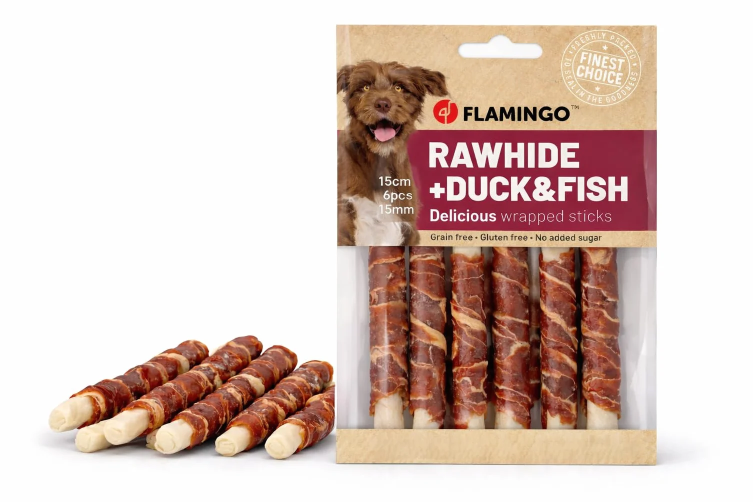 R'Hide bâtonnets au Canard & cabillaud 15 cm pour Chien - 6 pcs - sans Gluten - sans céréales