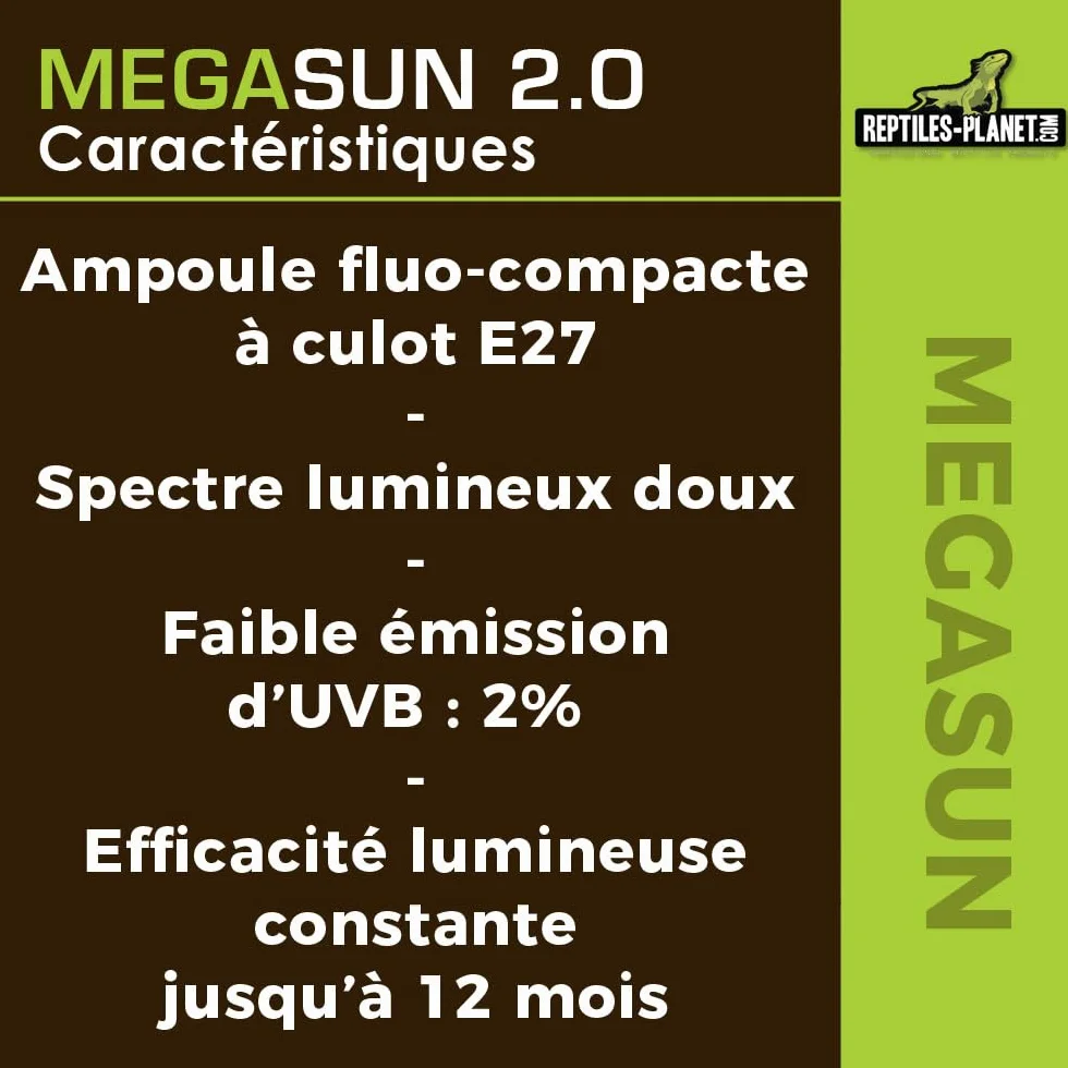 Reptiles Planet MegaSun UVB 2.0 26 W Ampoule UVA UVB