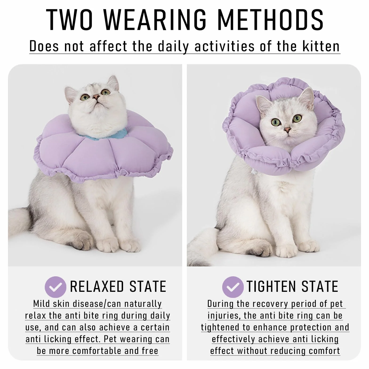 Colerette Chat Anti Léchage, Collier de Récupération Adjustable Imperméable pour Chat