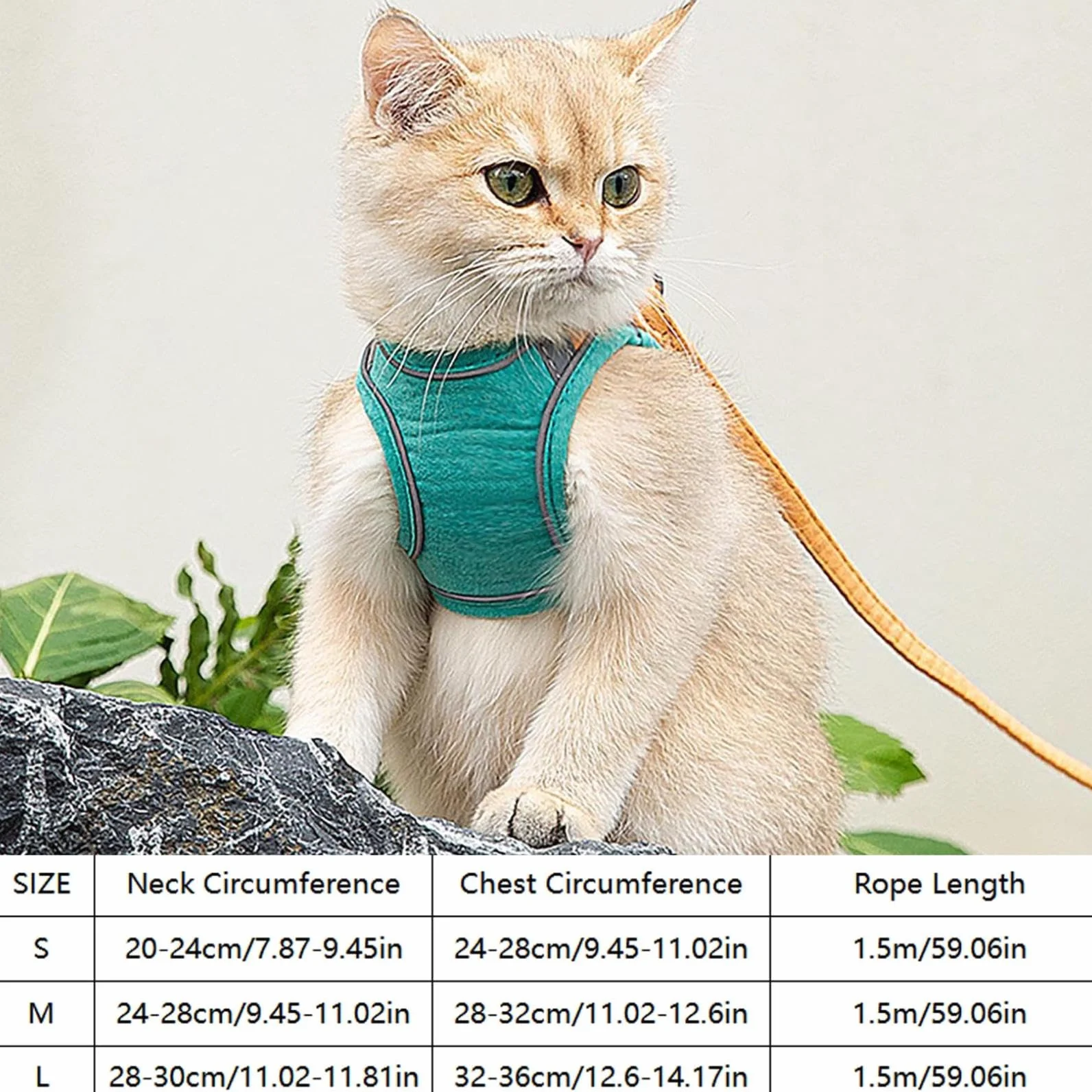 Harnais anti-fugue pour chat et chiot réglable orange L