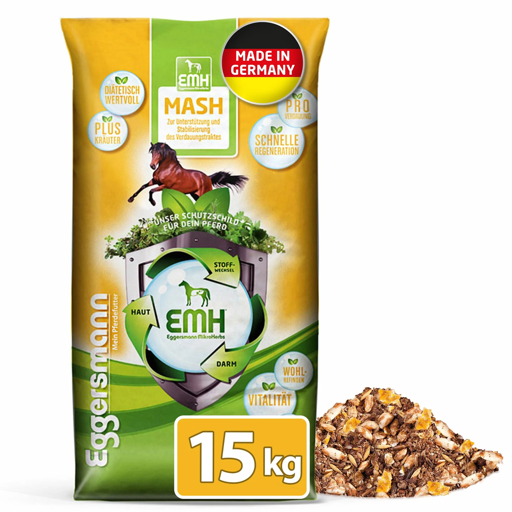 Eggersmann Mein Pferdefutter EMH Mash 15 kg Complément Alimentaire Chevaux Digestion Acides Gras
